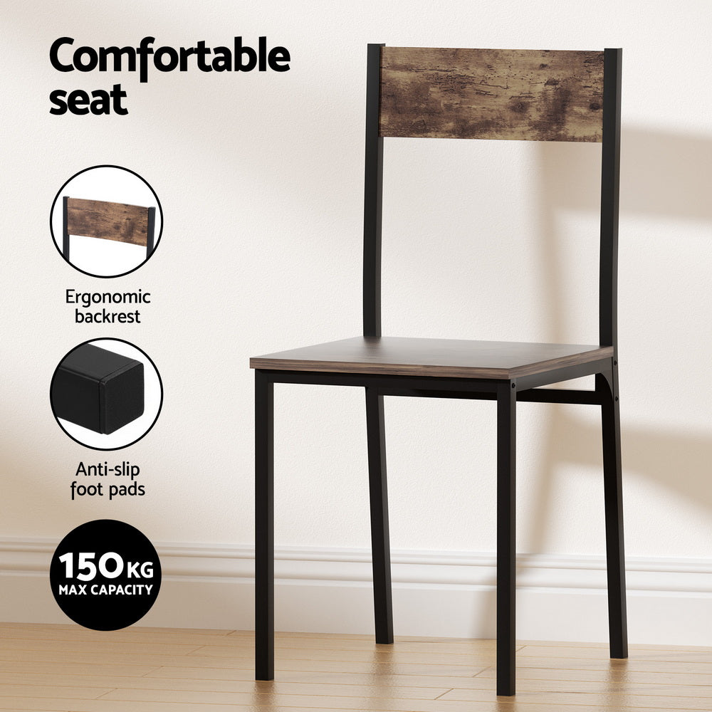 Artiss Dining Table and Chairs Set of 5 Compact Kitchen Furniture Rustic Brown - Homecoze