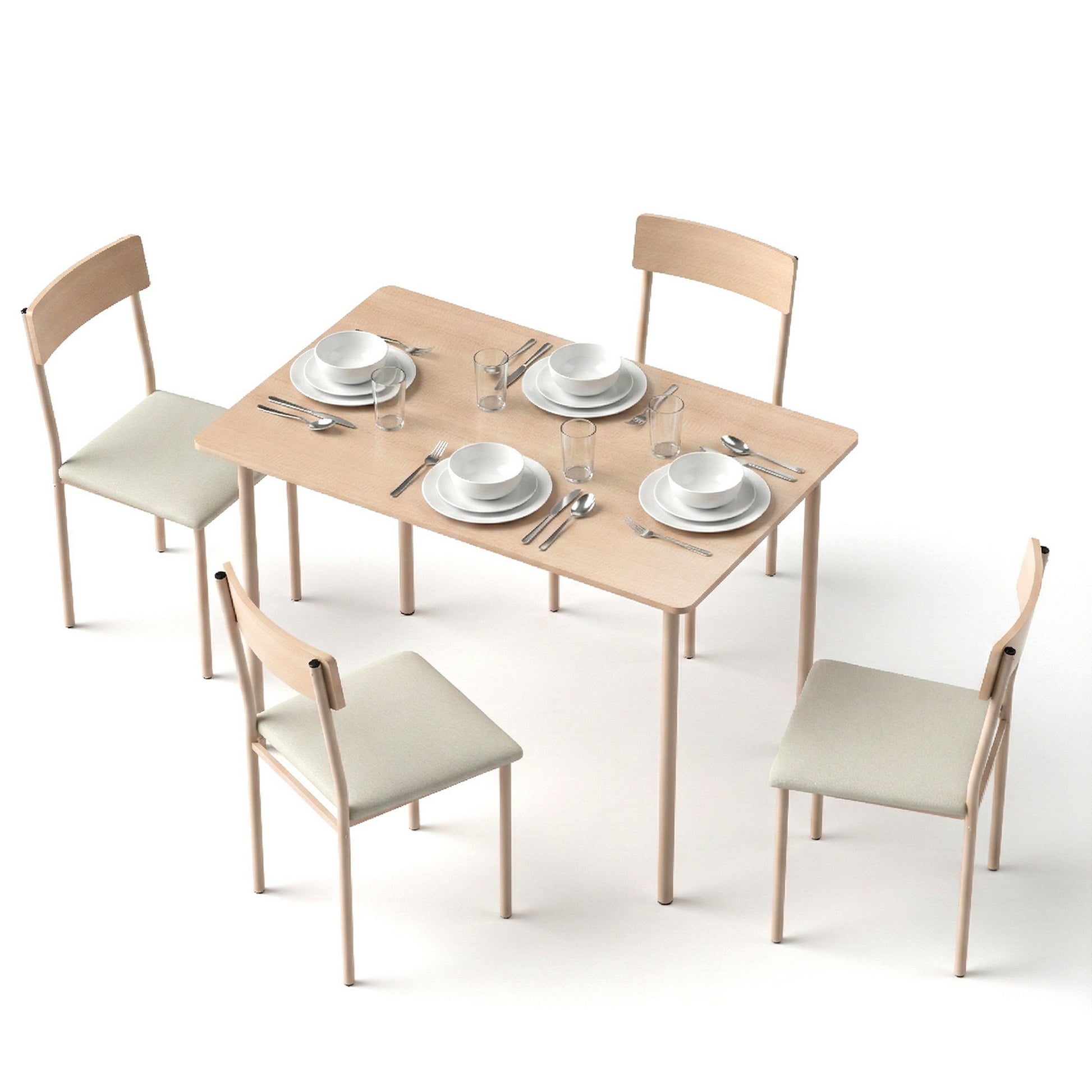 5PC Compact Dining Table and Chairs Set - Beige - Homecoze