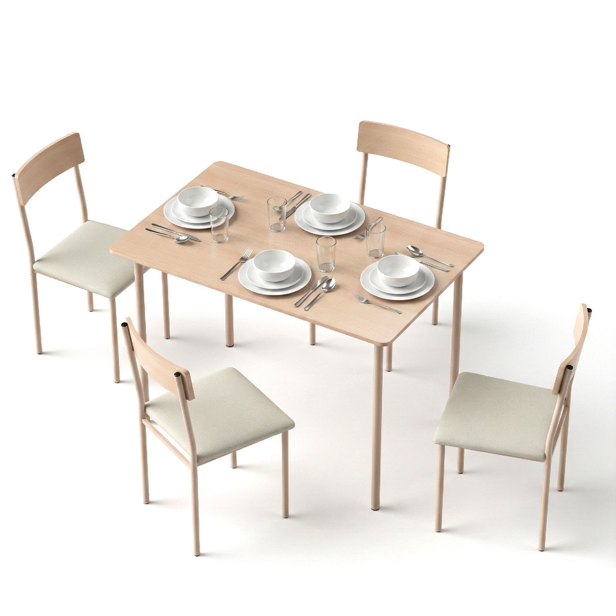 5PC Compact Dining Table and Chairs Set - Beige - Homecoze