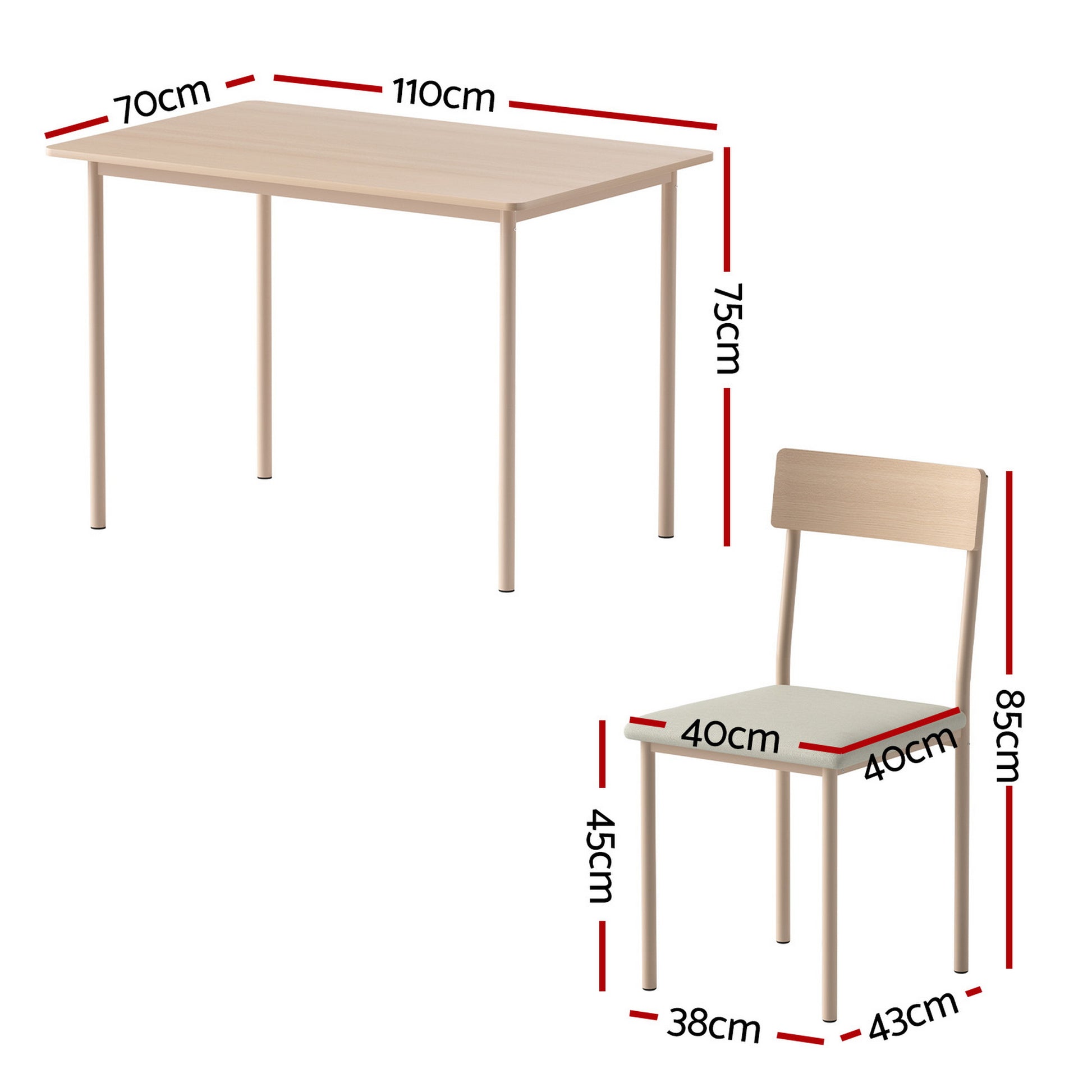 5PC Compact Dining Table and Chairs Set - Beige - Homecoze