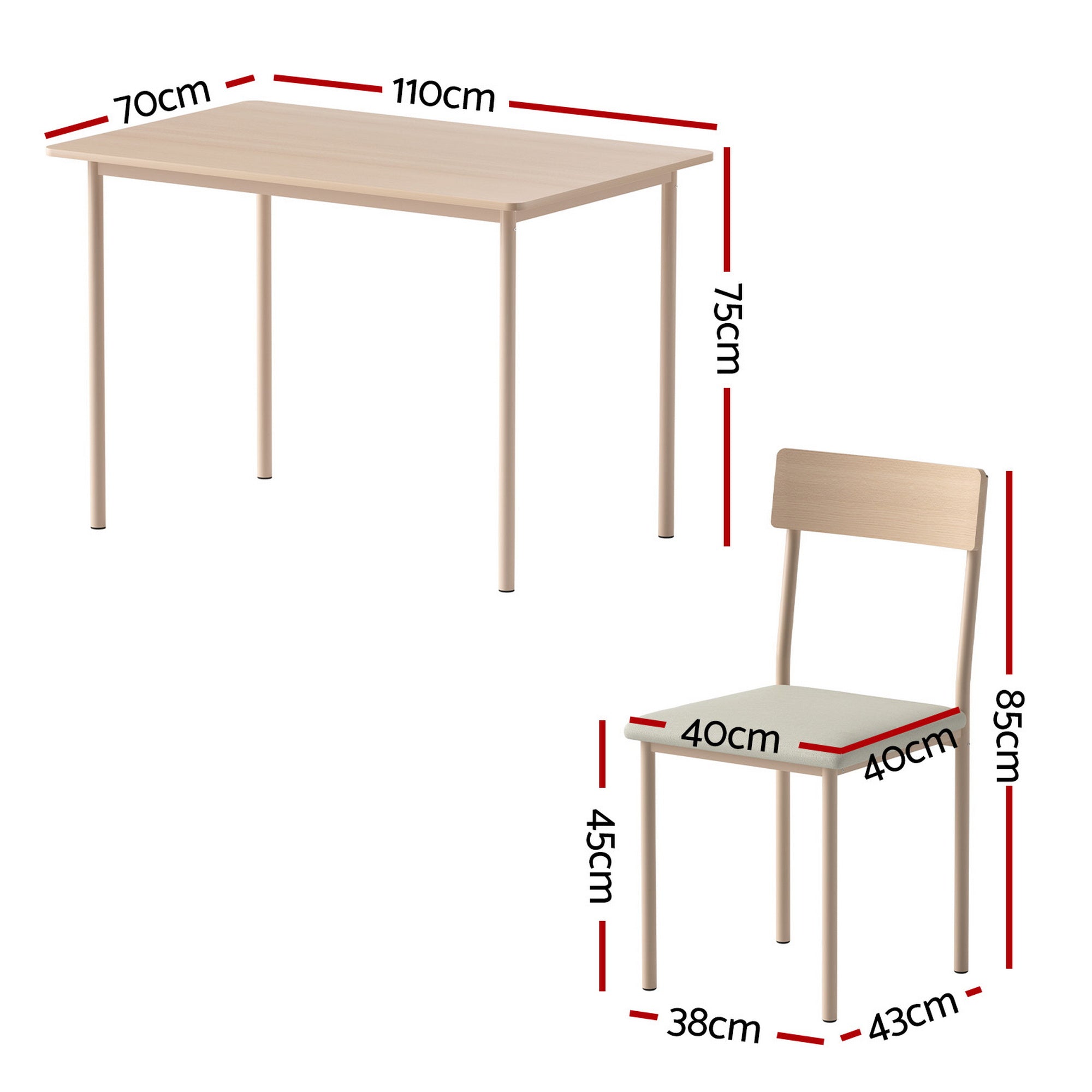 5PC Compact Dining Table and Chairs Set - Beige - Homecoze