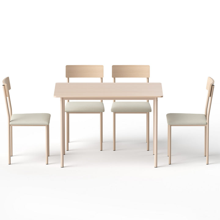 5PC Compact Dining Table and Chairs Set - Beige