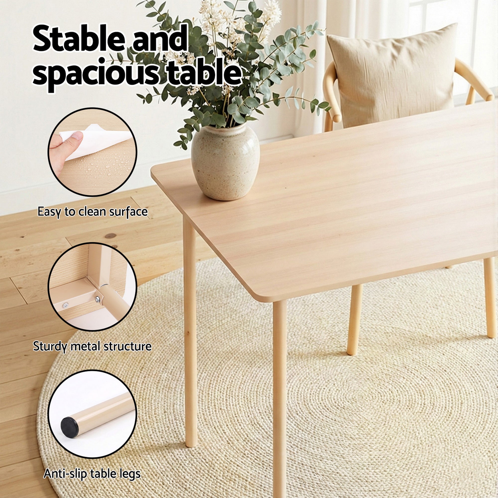 5PC Compact Dining Table and Chairs Set - Beige - Homecoze