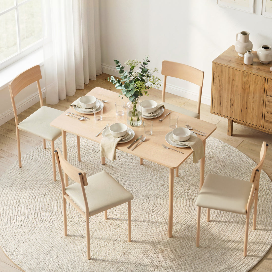 5PC Compact Dining Table and Chairs Set - Beige