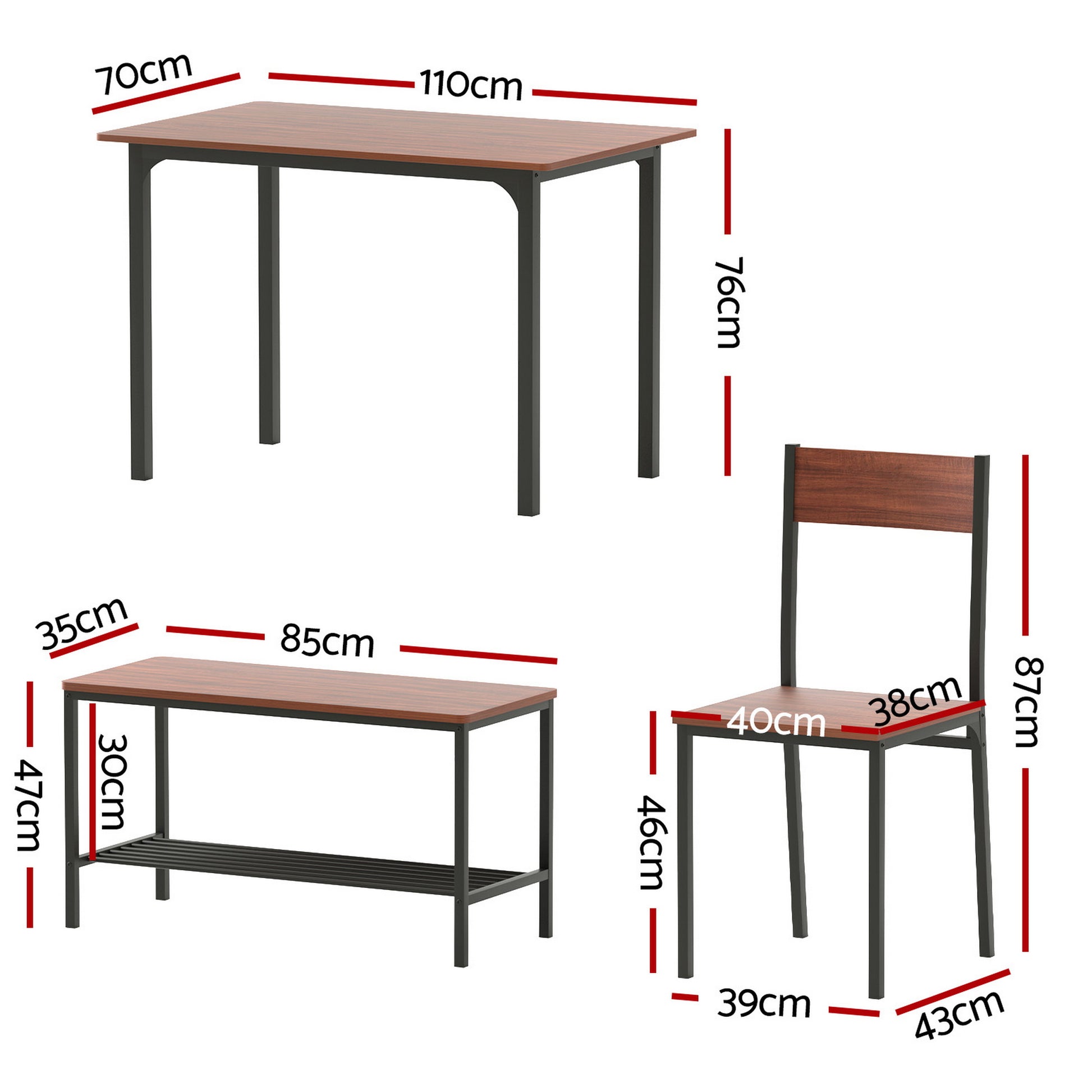 4PC Compact Dining Set – Walnut - Homecoze