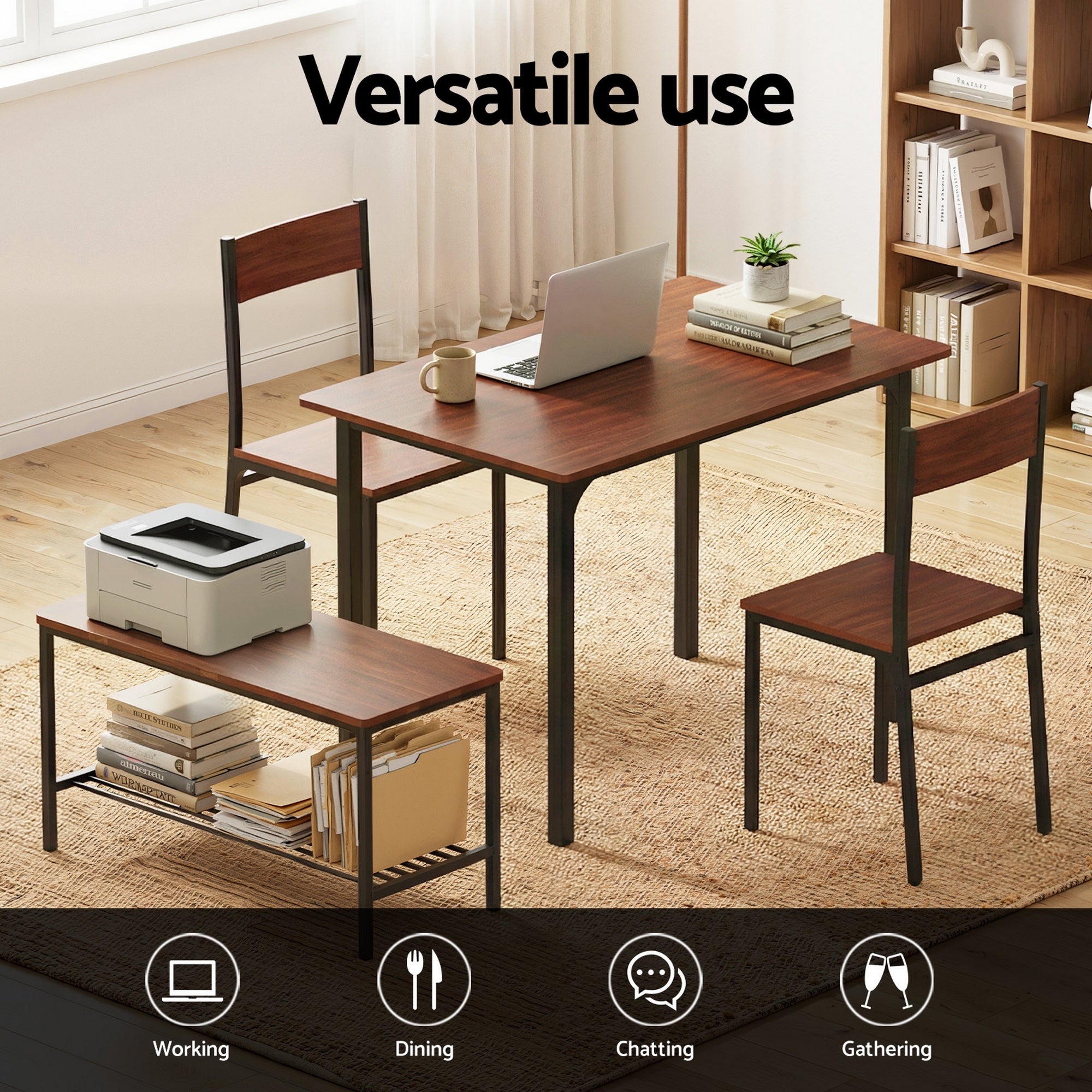 4PC Compact Dining Set – Walnut - Homecoze
