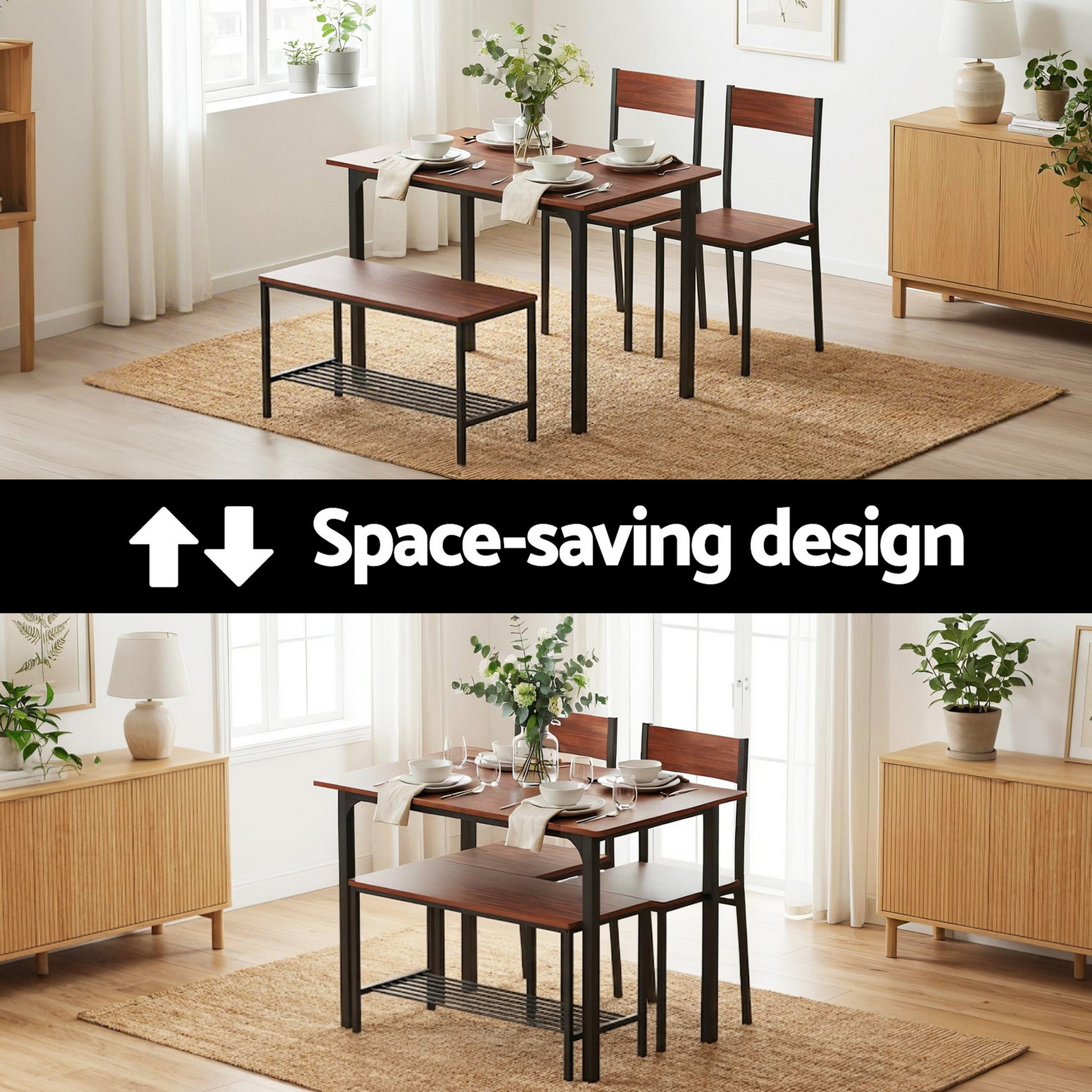 4PC Compact Dining Set – Walnut - Homecoze