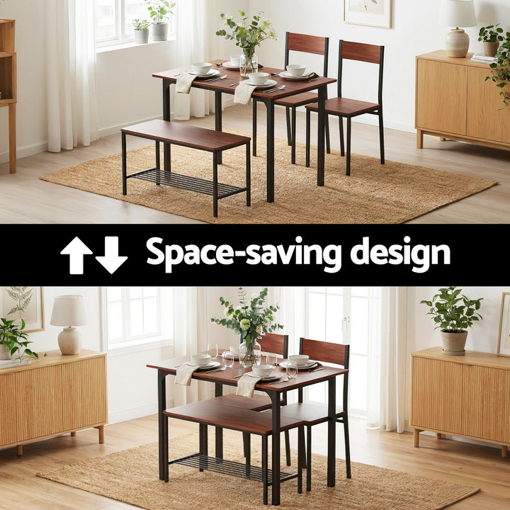 4PC Compact Dining Set – Walnut