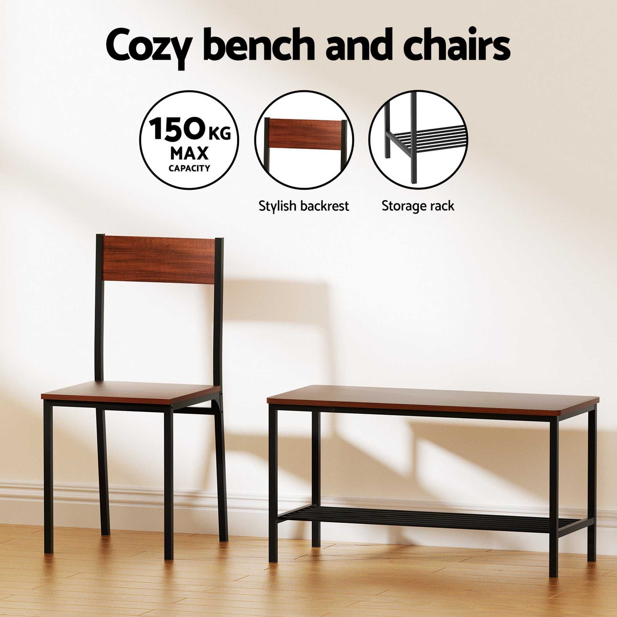 4PC Compact Dining Set – Walnut - Homecoze