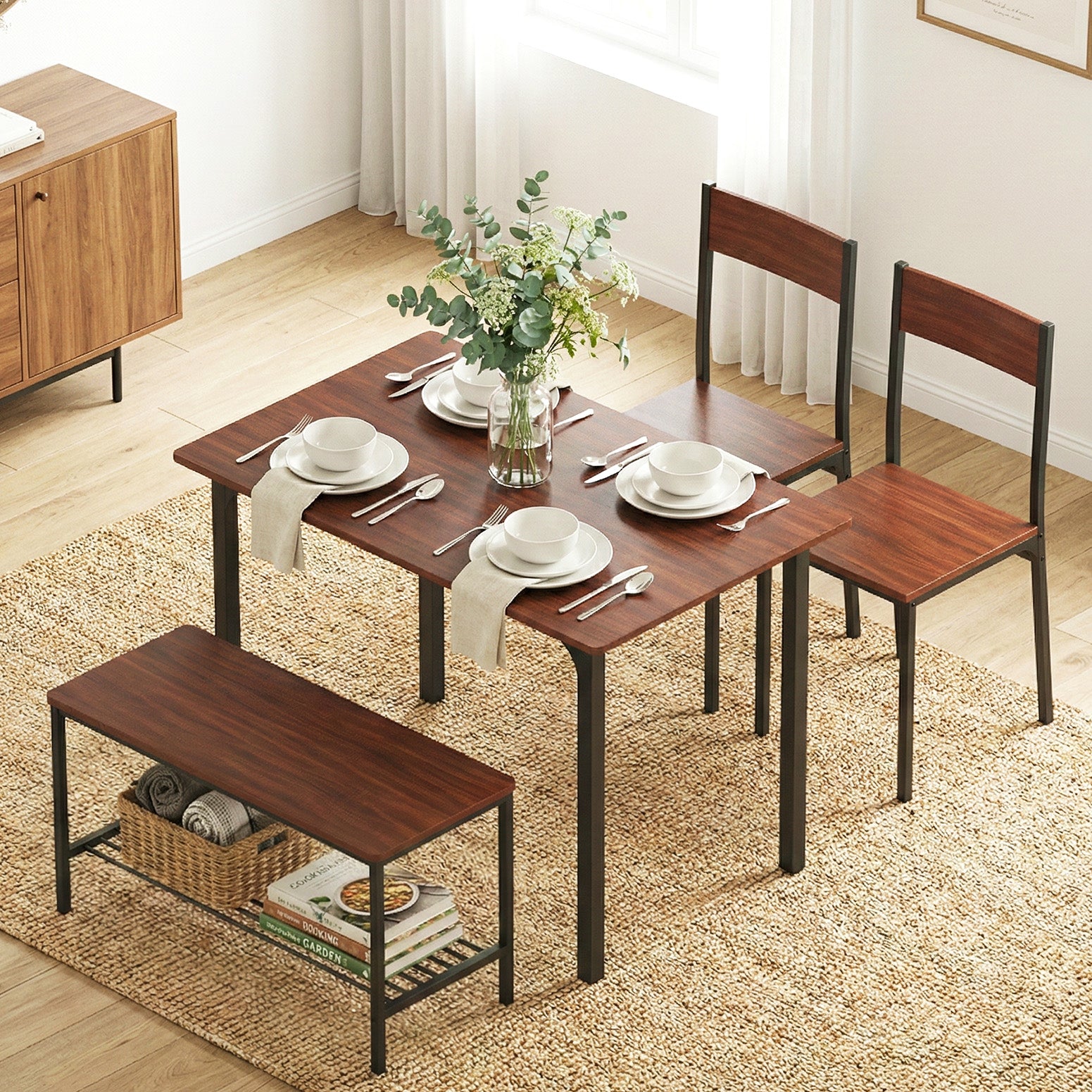 4PC Compact Dining Set – Walnut - Homecoze