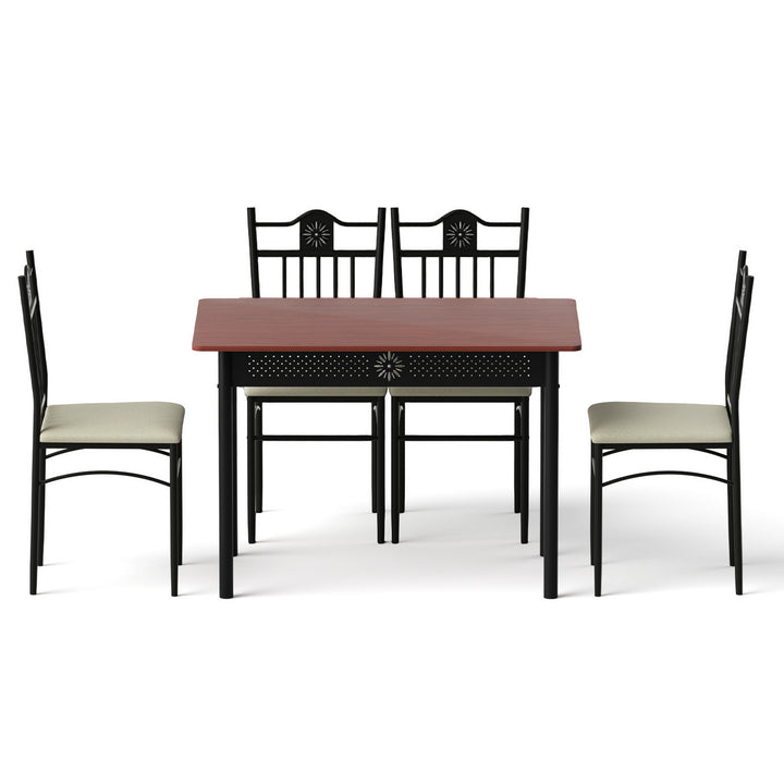 5PC Compact Dining Table and Chairs Set - Walnut