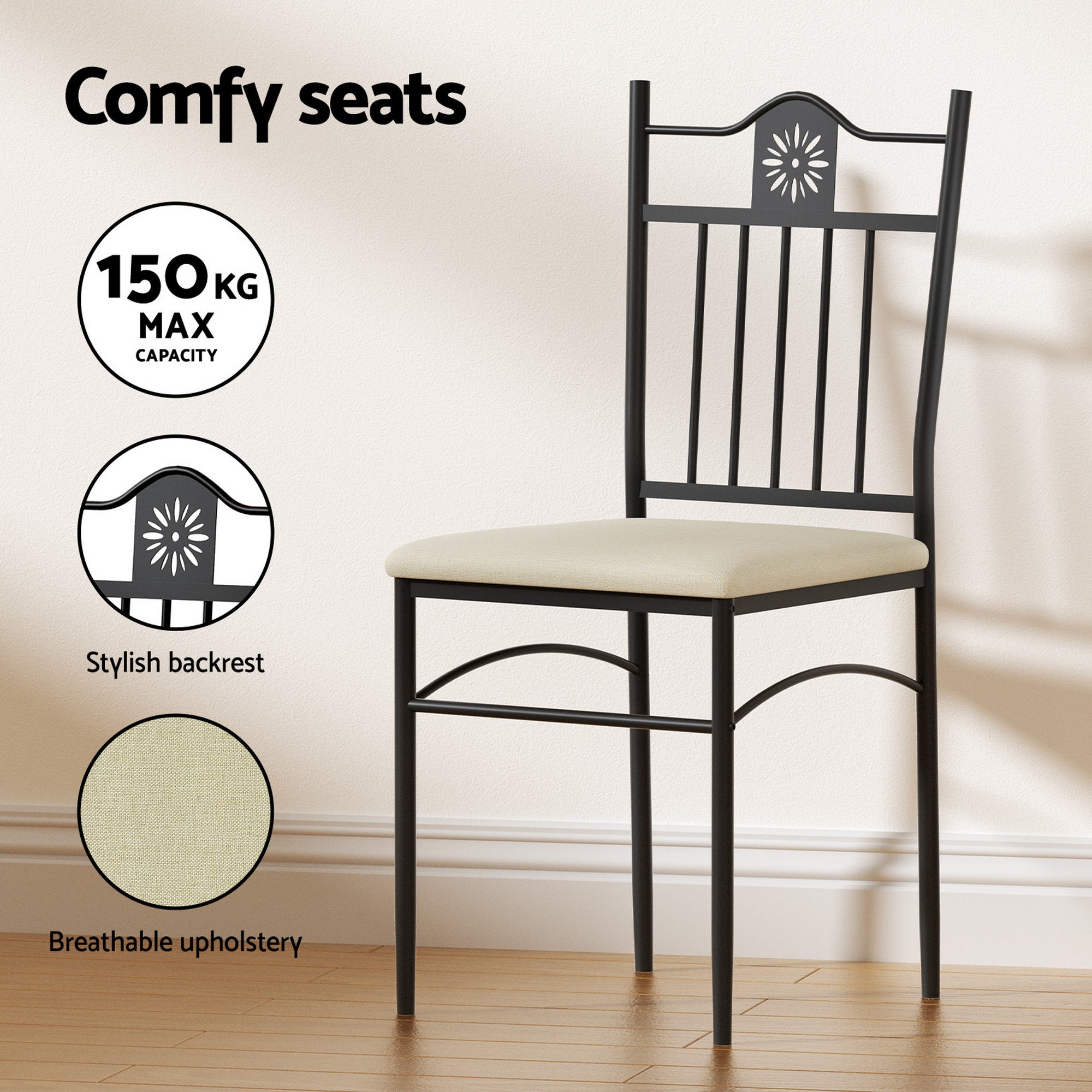5PC Compact Dining Table and Chairs Set - Walnut - Homecoze