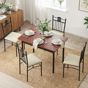5PC Compact Dining Table and Chairs Set - Walnut - Homecoze