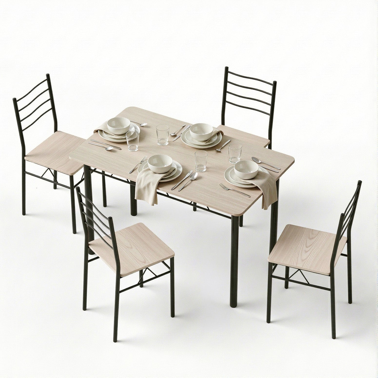 5PC Compact Dining Table and Chairs Set - Oak - Homecoze