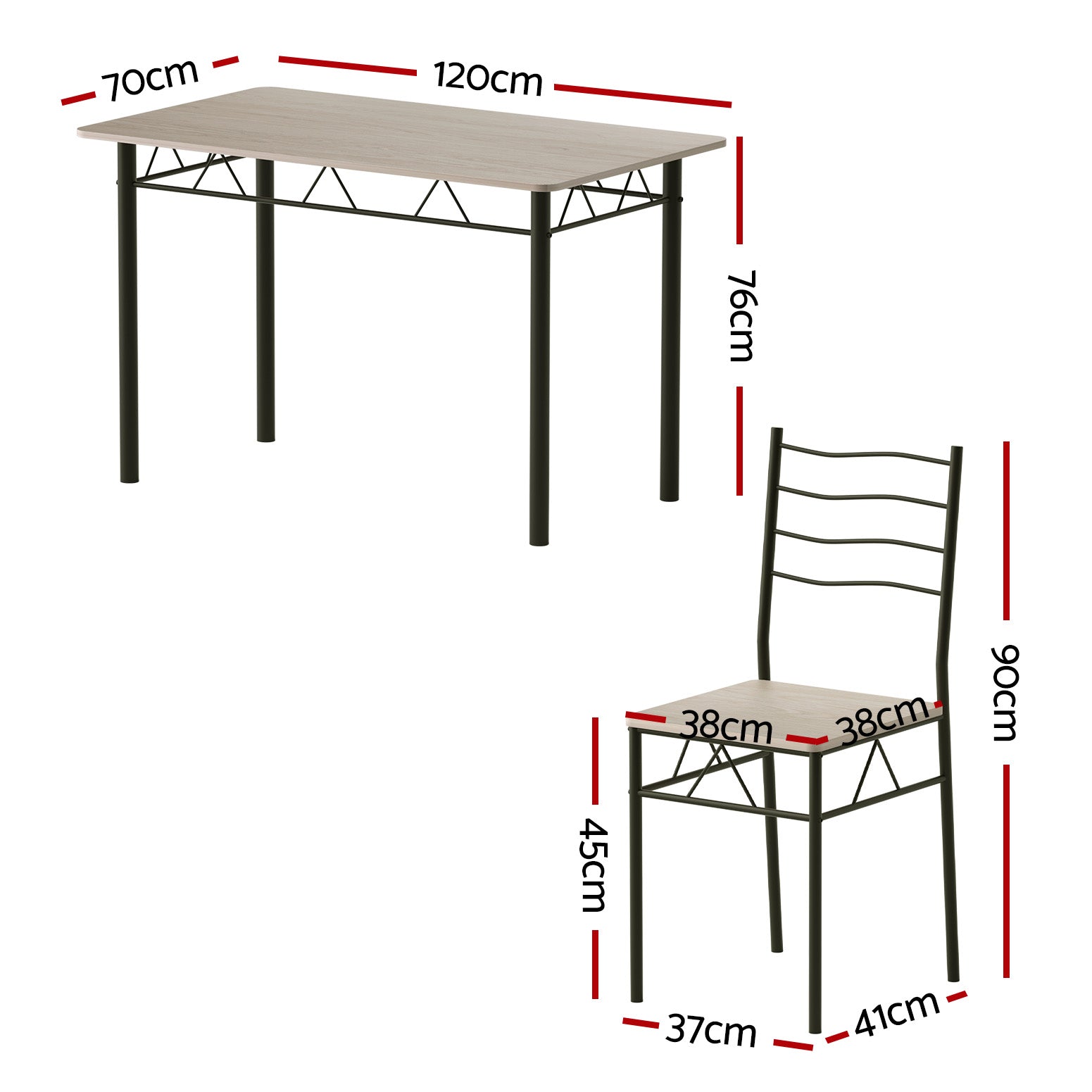 5PC Compact Dining Table and Chairs Set - Oak - Homecoze