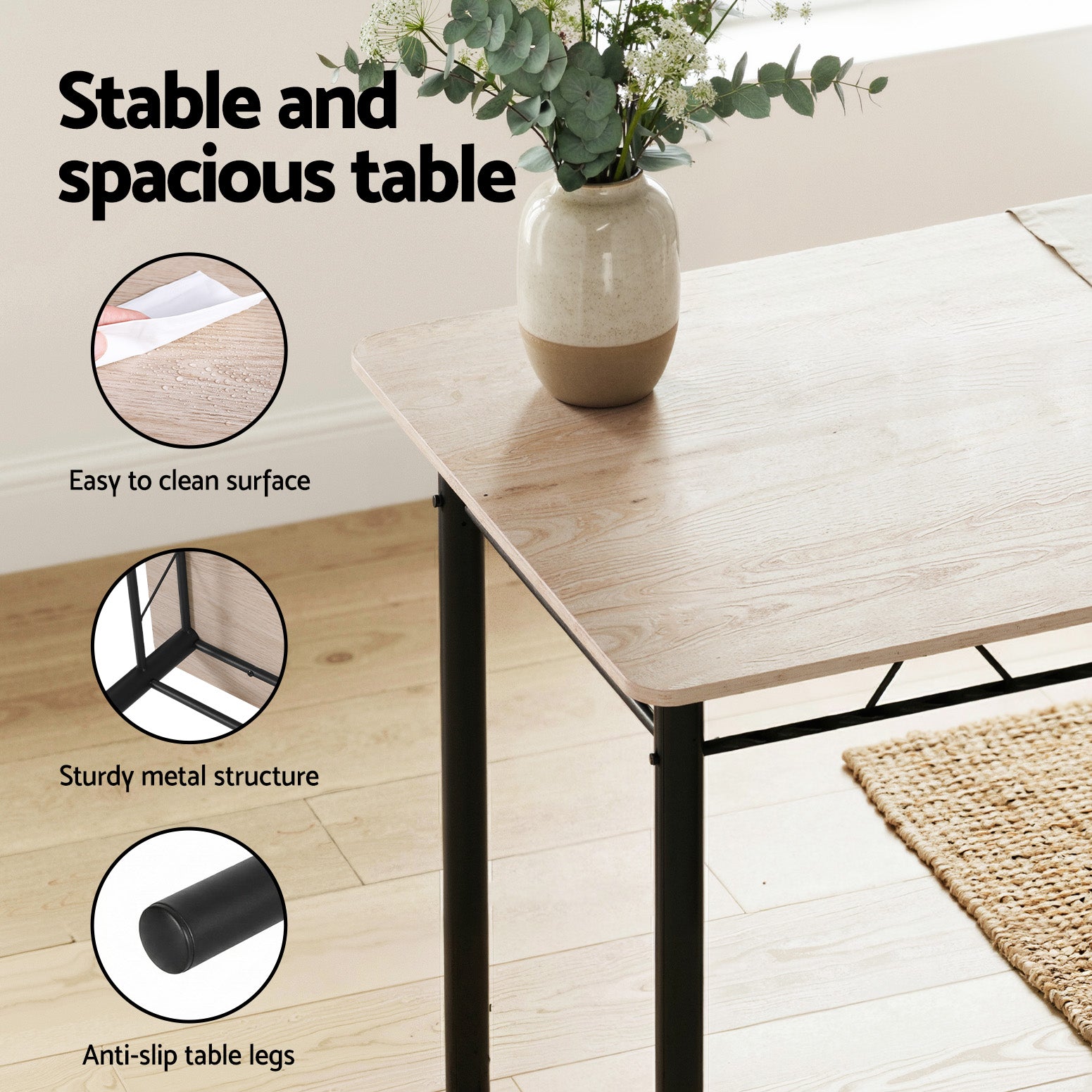 5PC Compact Dining Table and Chairs Set - Oak - Homecoze