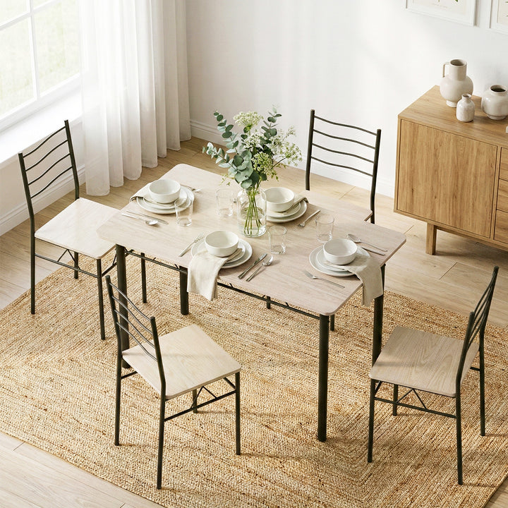 5PC Compact Dining Table and Chairs Set - Oak