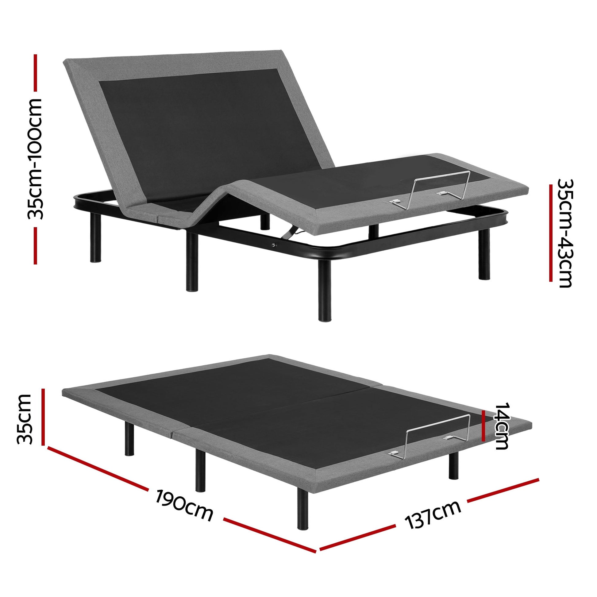 Artiss Adjustable Bed Frame Double Size Electric Bed Base Wireless Remote Control Zero Gravity Power Bed Foundation - Homecoze
