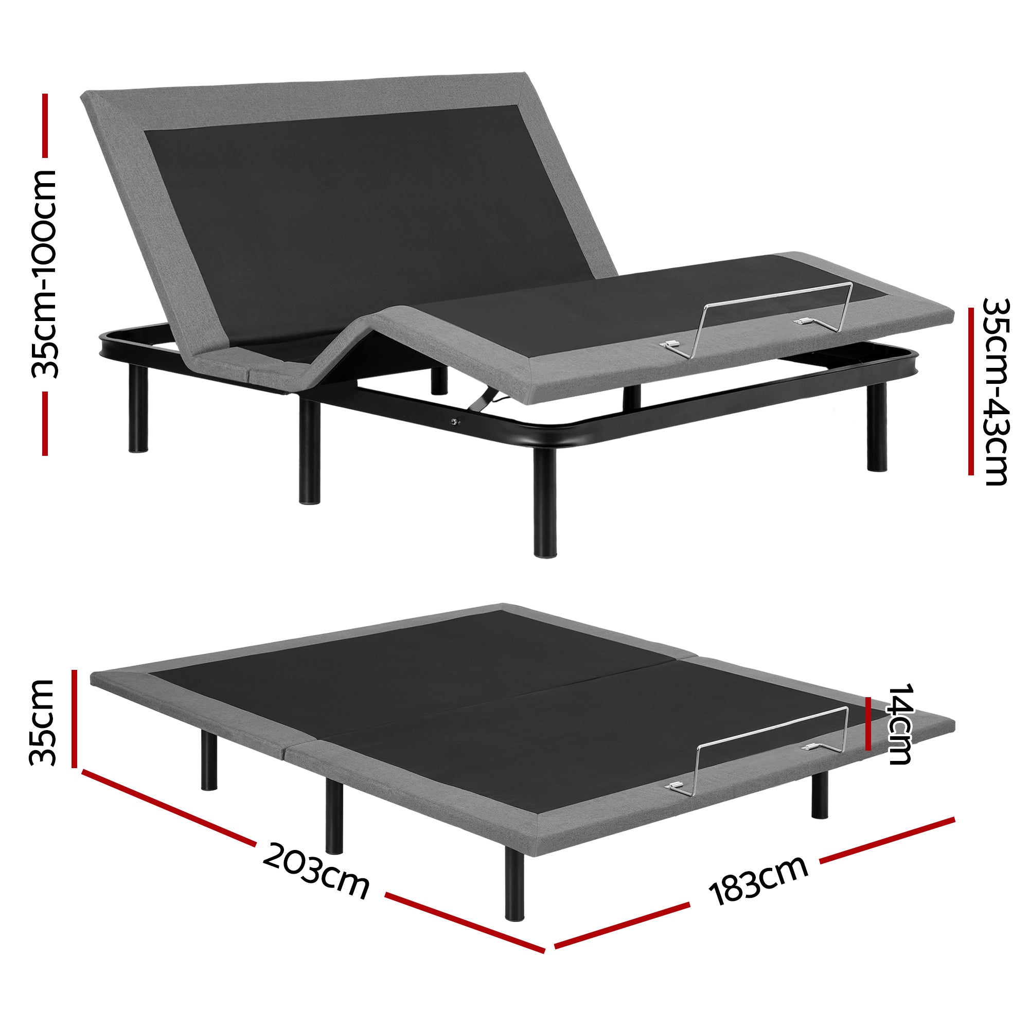 Artiss Adjustable Bed Frame King Size Electric Bed Base Wireless Remote Control Zero Gravity Power Bed Foundation - Homecoze