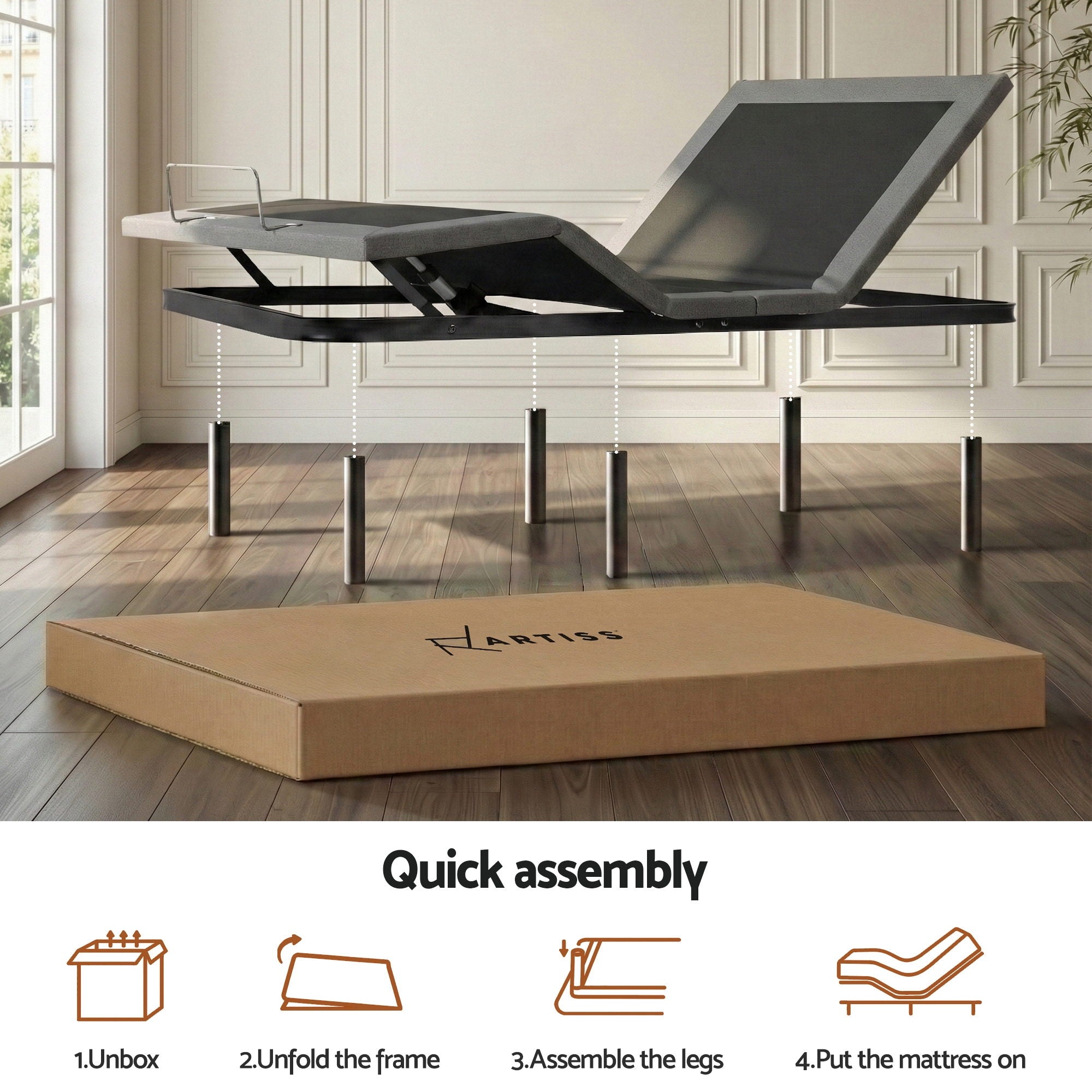 Artiss Adjustable Bed Frame King Size Electric Bed Base Wireless Remote Control Zero Gravity Power Bed Foundation - Homecoze