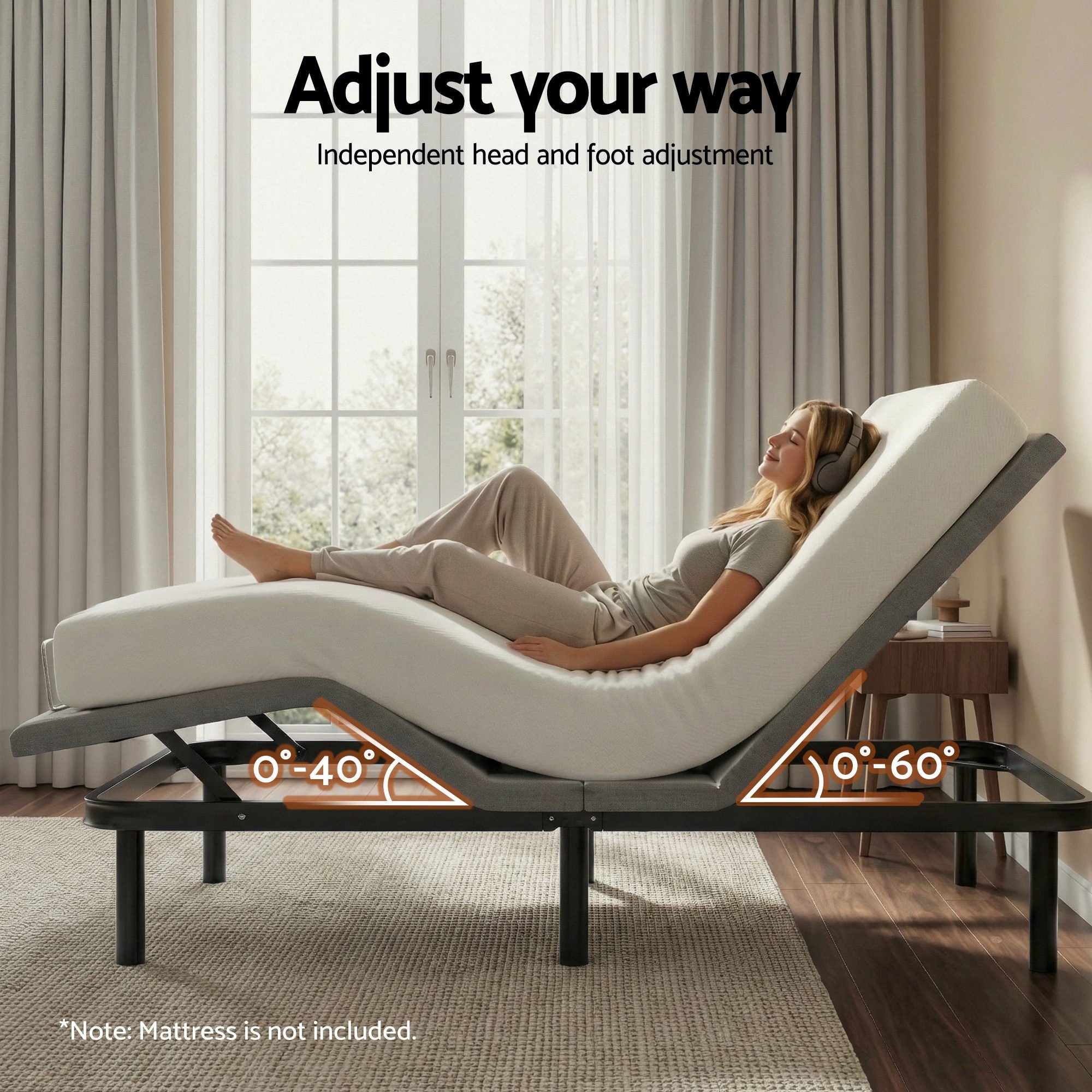 Artiss Adjustable Bed Frame Queen Size Electric Bed Base Wireless Remote Control Zero Gravity Power Bed Foundation - Homecoze