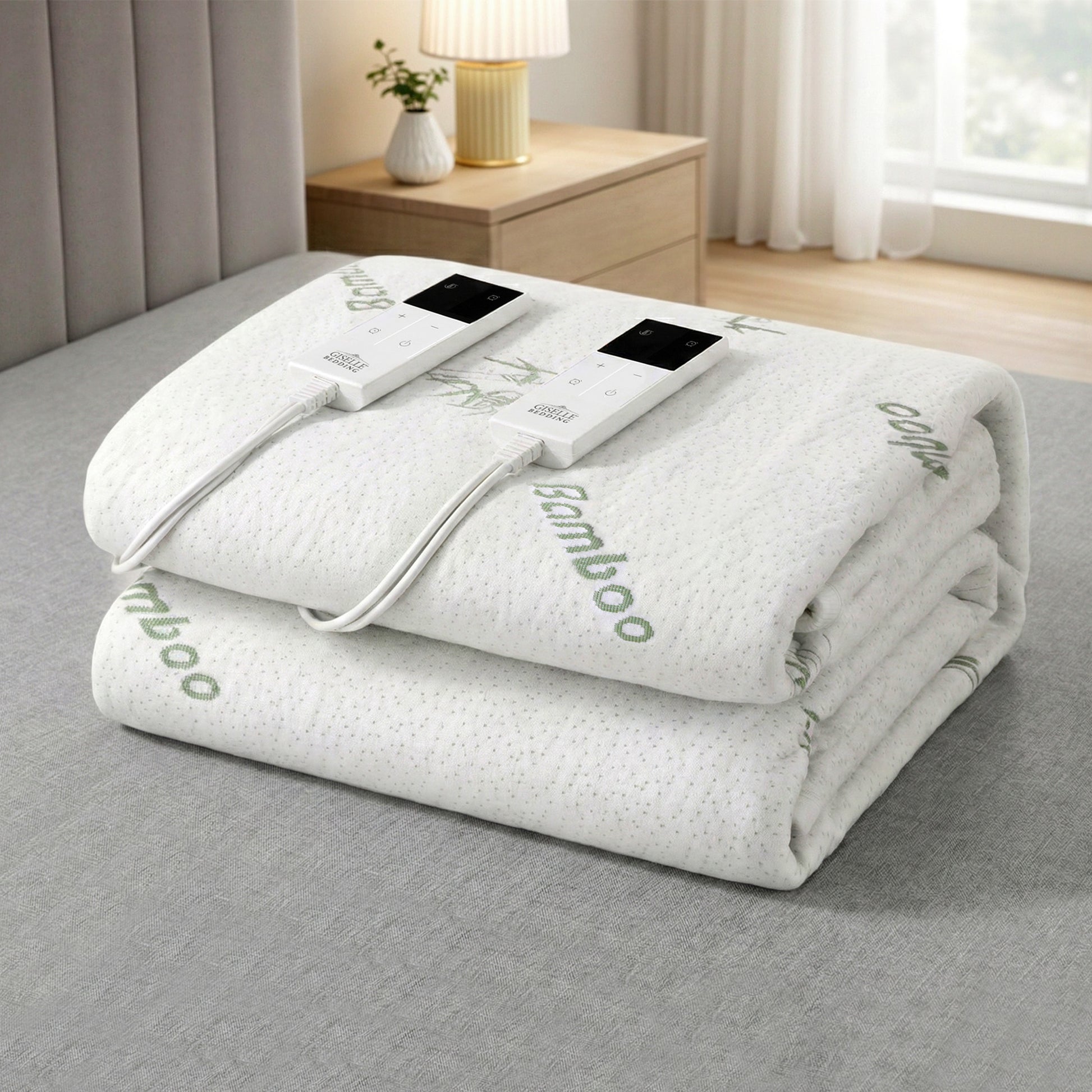 Giselle Electric Blanket Bamboo Fabric Double Fitted Heated Pad Underlay Washable Winter - Homecoze