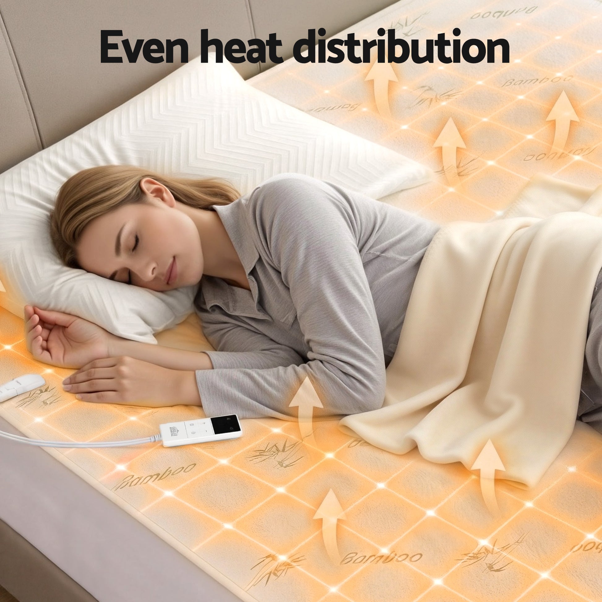 Giselle Electric Blanket Bamboo Fabric Double Fitted Heated Pad Underlay Washable Winter - Homecoze