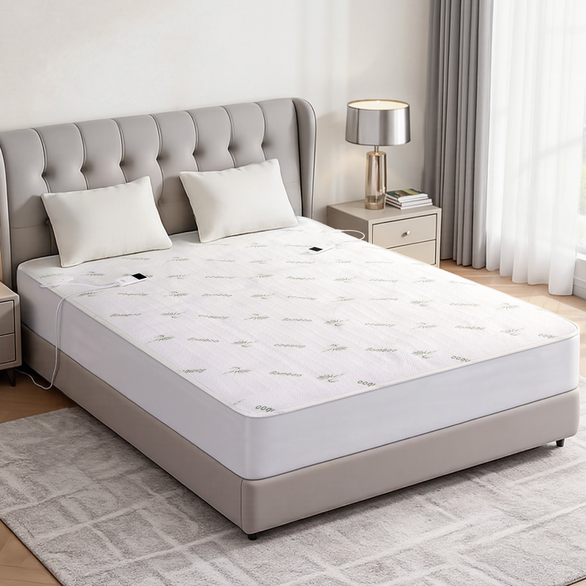 Giselle Electric Blanket Bamboo Fabric Double Fitted Heated Pad Underlay Washable Winter - Homecoze