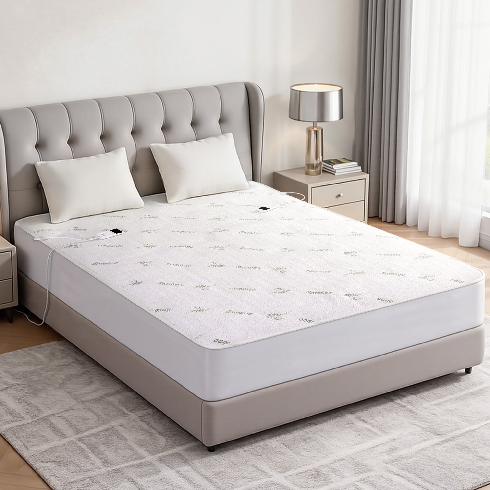 Giselle Electric Blanket Bamboo Fabric Double Fitted Heated Pad Underlay Washable Winter - Homecoze