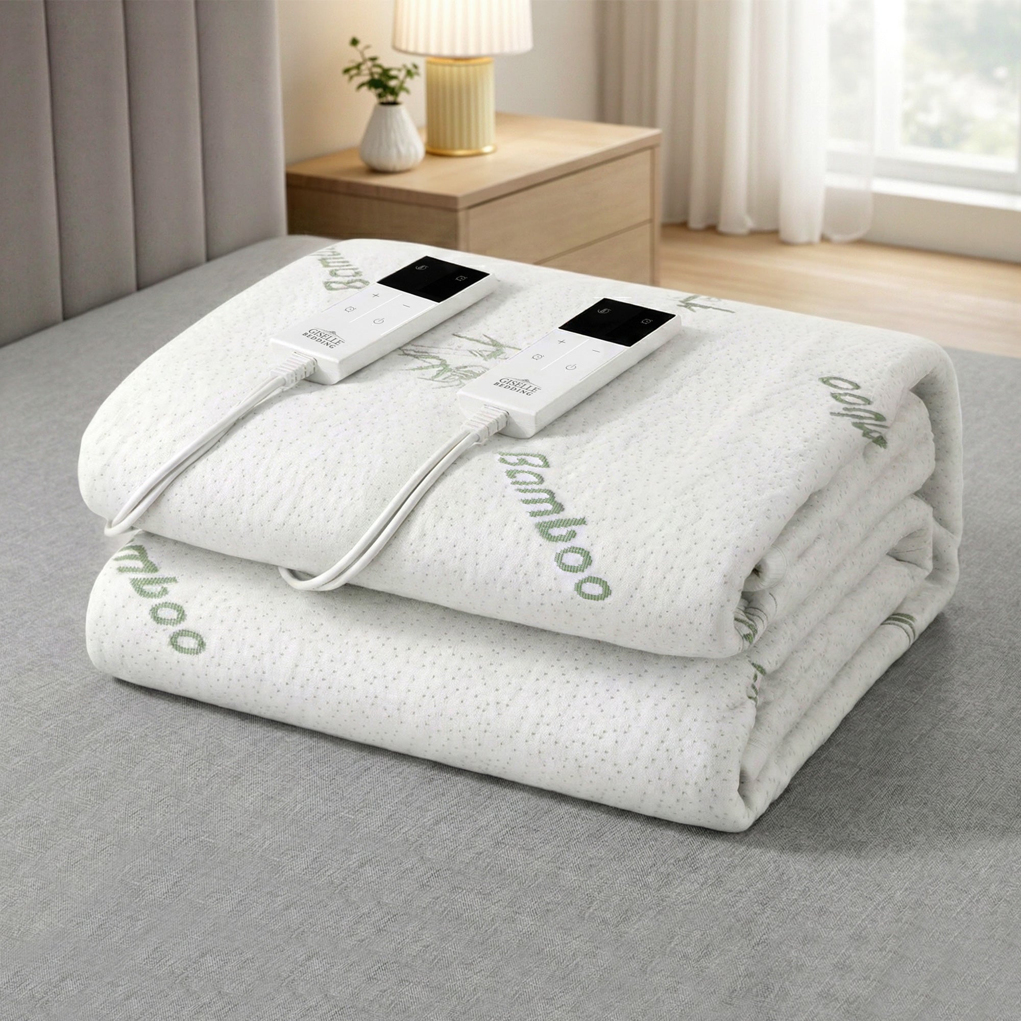 Giselle Electric Blanket Bamboo Fabric King Fitted Heated Pad Underlay Washable Winter - Homecoze