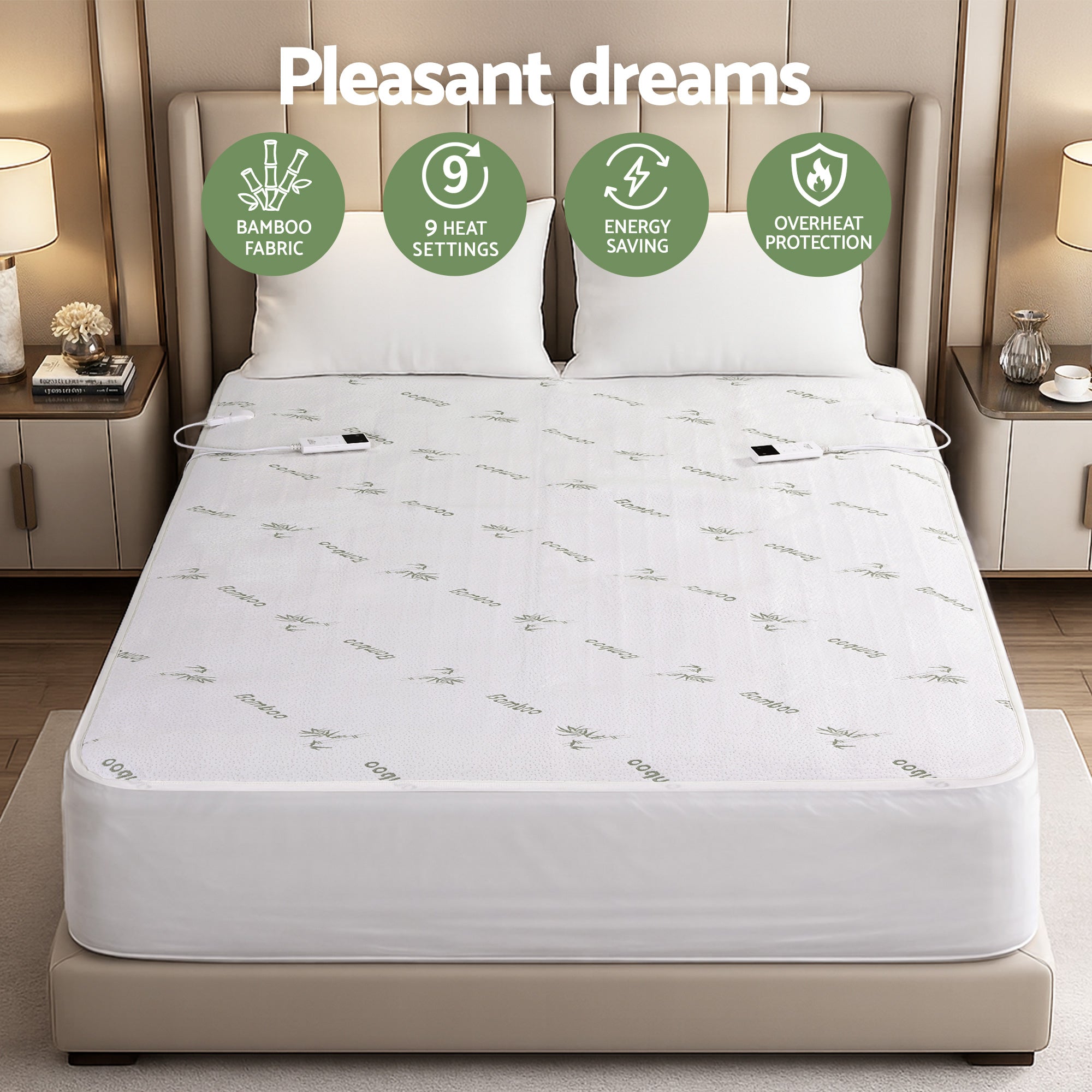 Giselle Electric Blanket Bamboo Fabric King Fitted Heated Pad Underlay Washable Winter - Homecoze