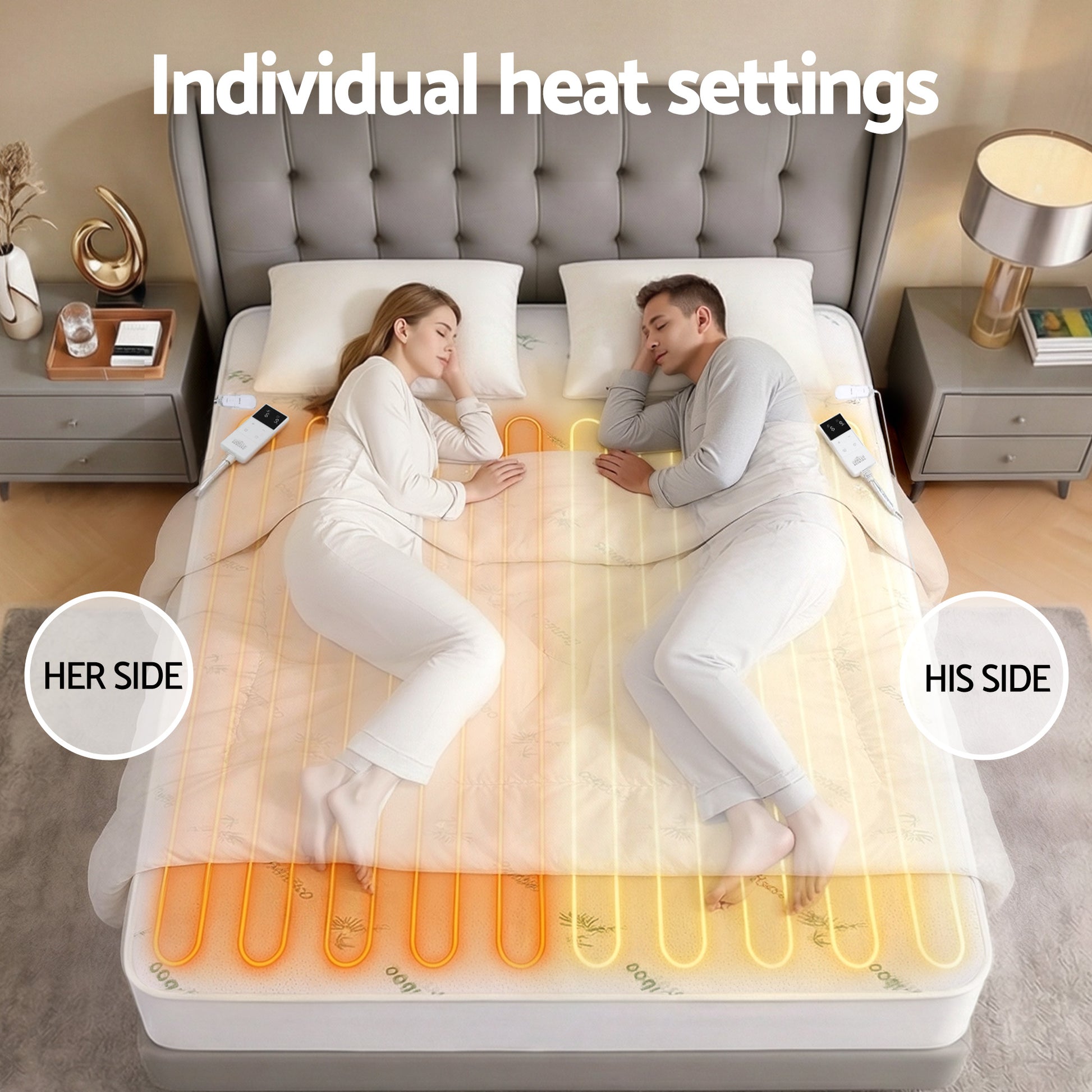 Giselle Electric Blanket Bamboo Fabric King Fitted Heated Pad Underlay Washable Winter - Homecoze