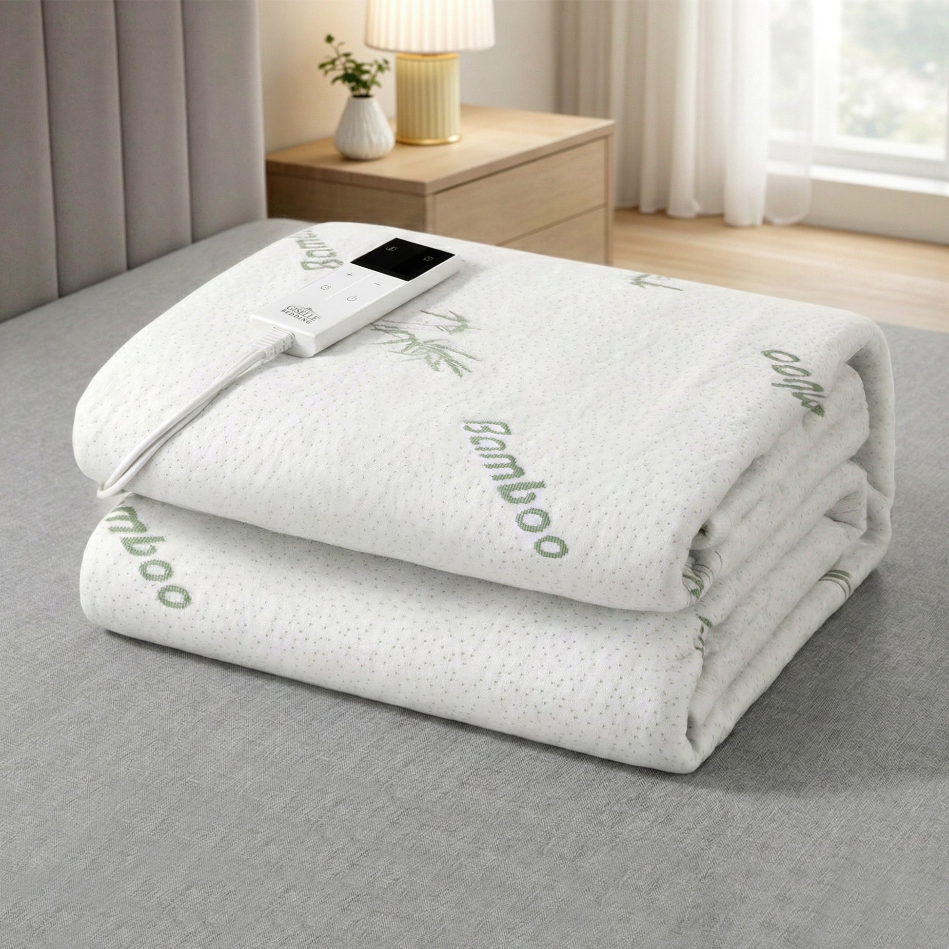 Giselle Electric Blanket Bamboo Fabric King Single Fitted Heated Pad Underlay Washable Winter - Homecoze
