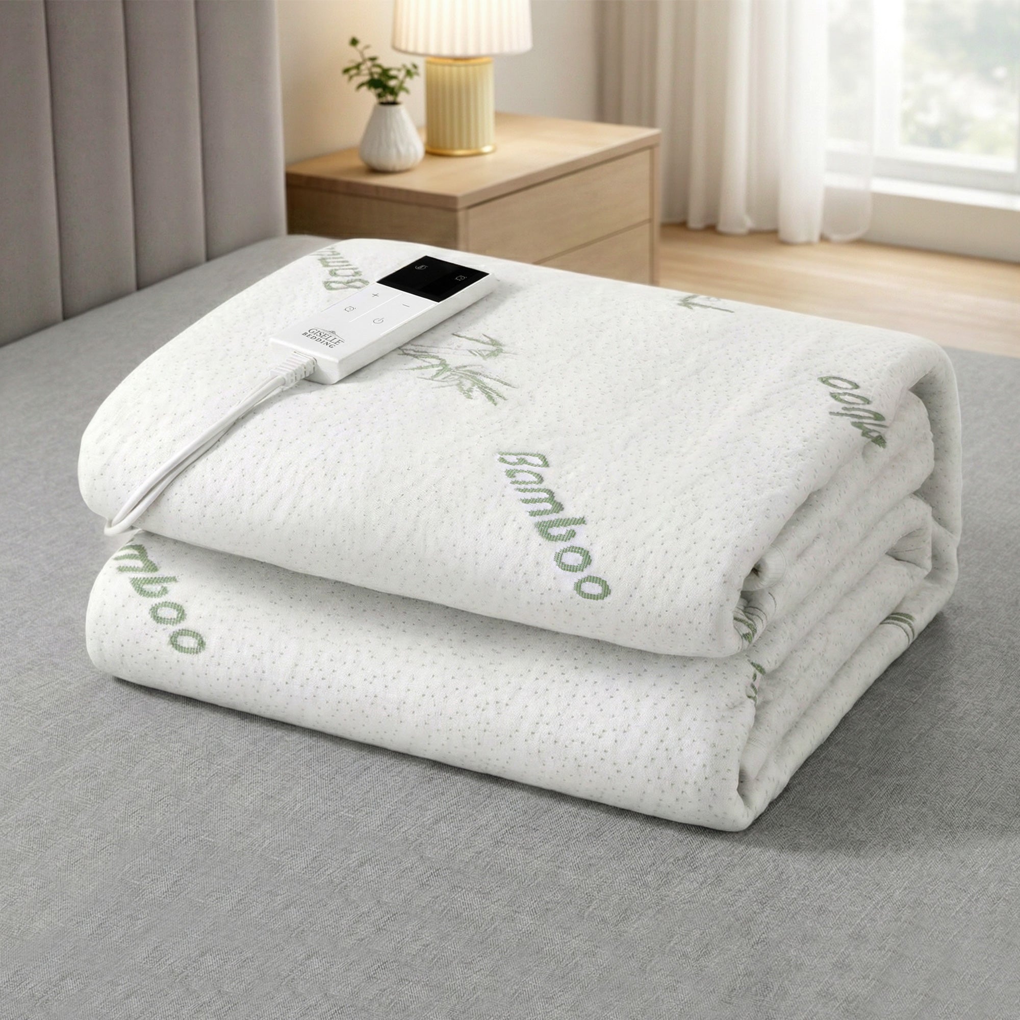 Giselle Electric Blanket Bamboo Fabric Single Fitted Heated Pad Underlay Washable Winter - Homecoze