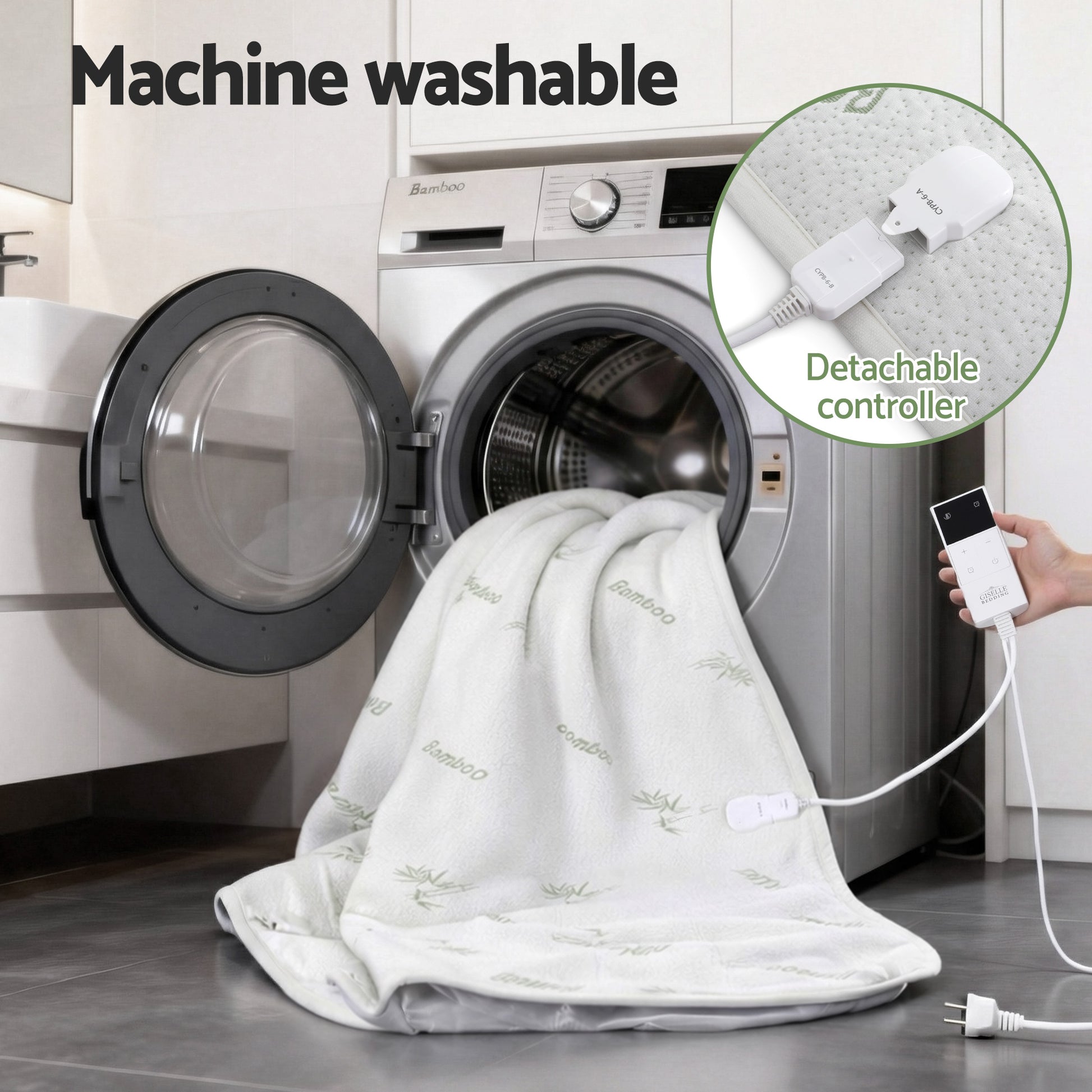 Giselle Electric Blanket Bamboo Fabric Single Fitted Heated Pad Underlay Washable Winter - Homecoze