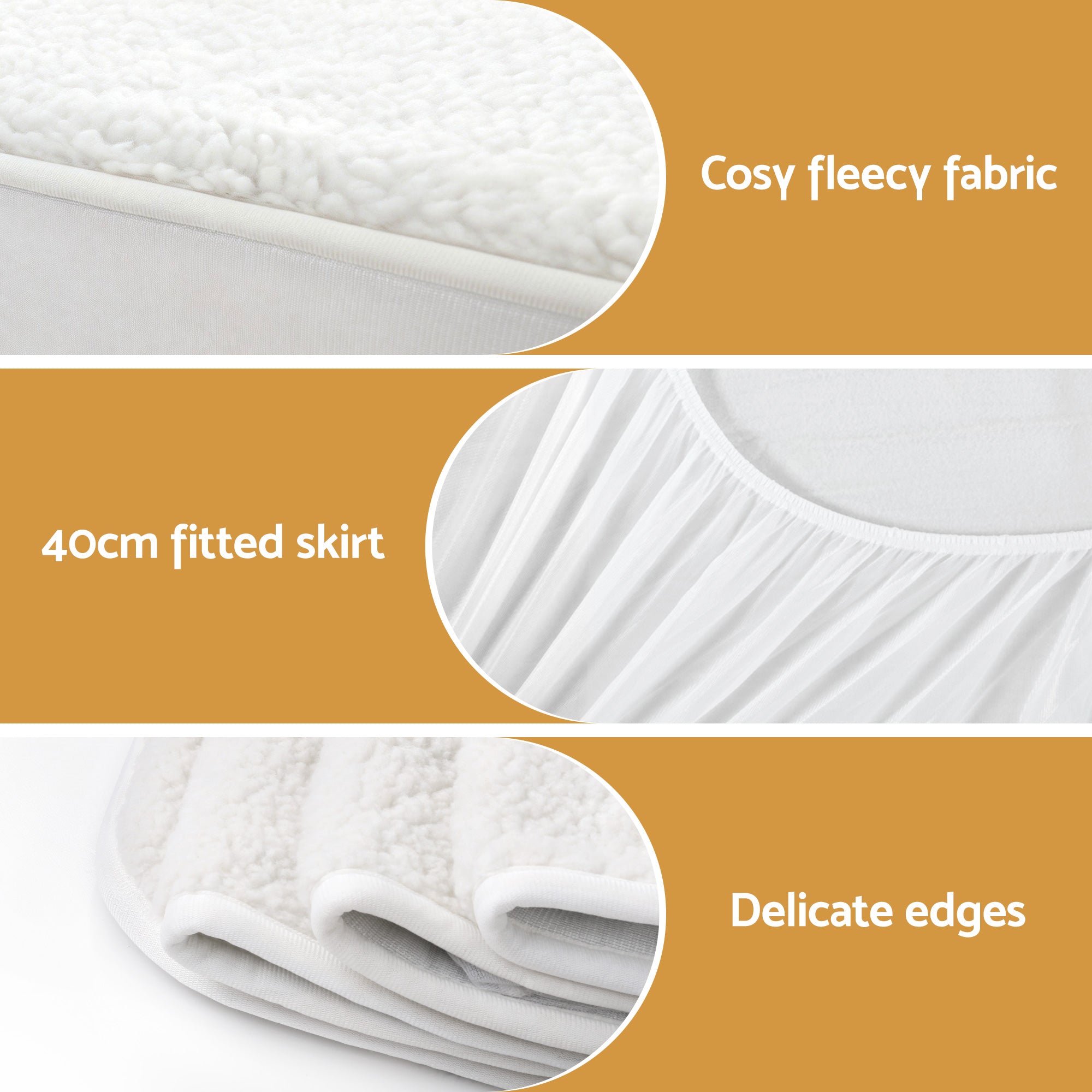 Giselle Electric Blanket LED Remote Sherpa Fleece Underlay Fully Fitted Machine Washable King Single - Homecoze