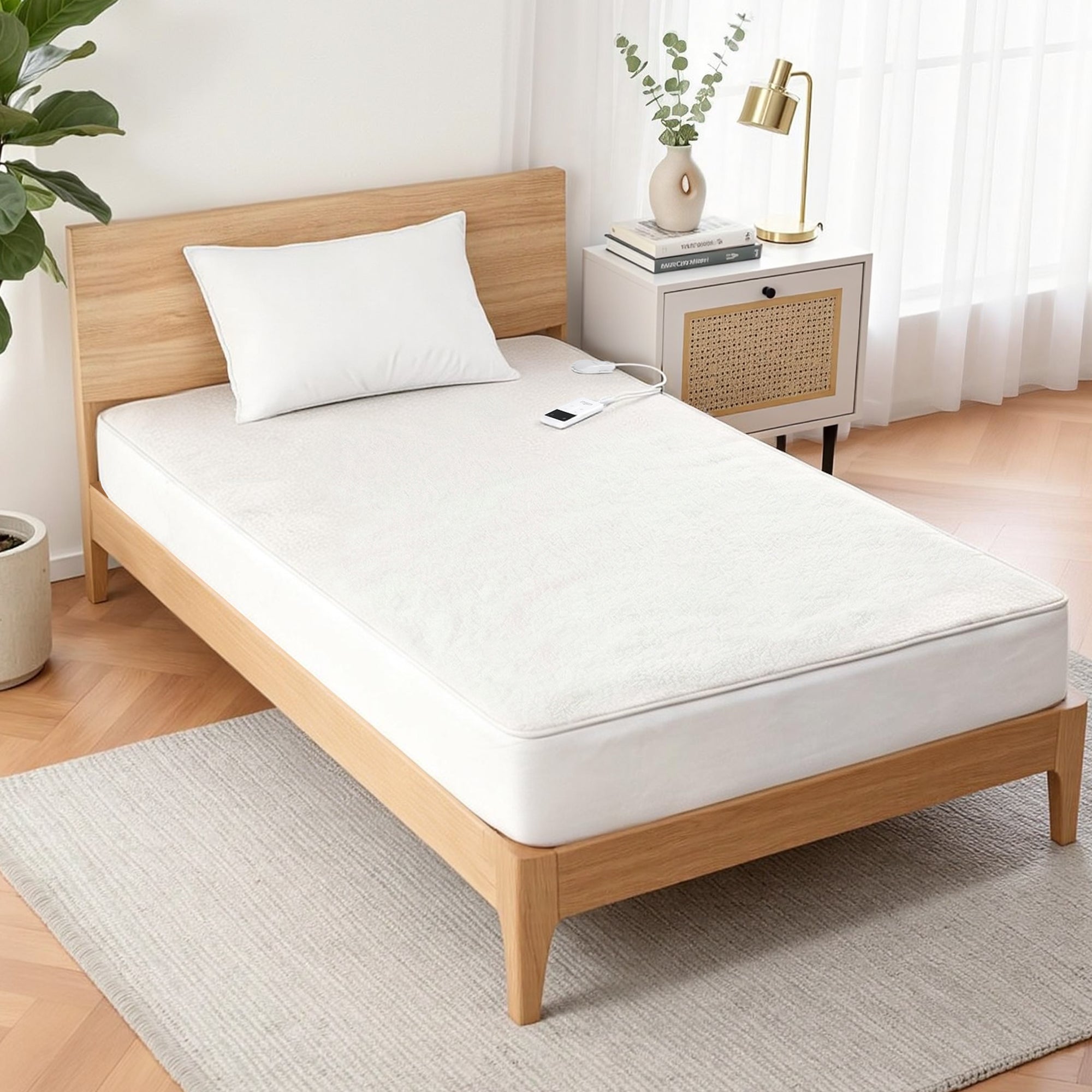Giselle Electric Blanket LED Remote Sherpa Fleece Underlay Fully Fitted Machine Washable King Single - Homecoze