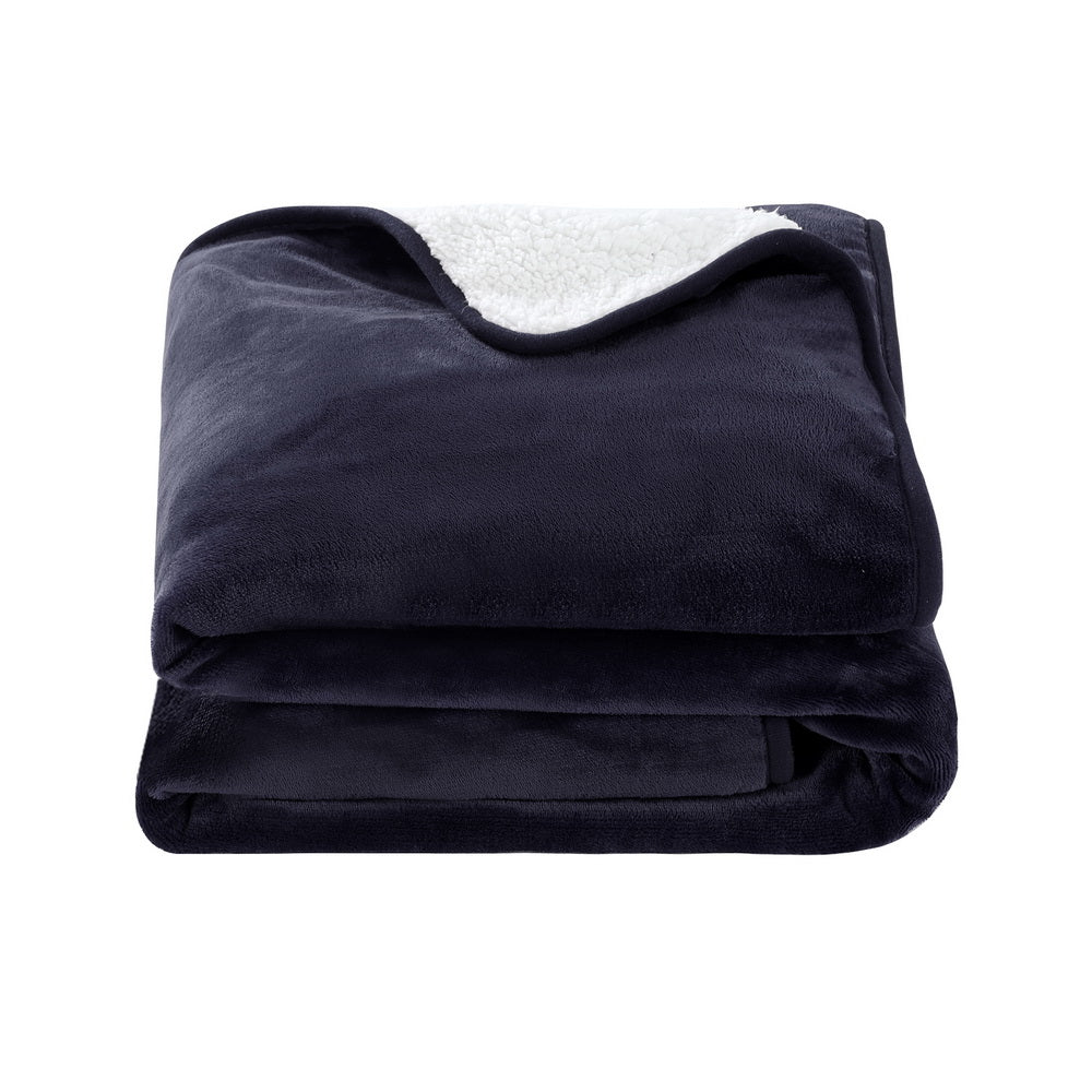 Heated Throw (160x130cm) Flannel/Sherpa Electric Blanket - Charcoal - Homecoze