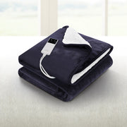 Heated Throw (160x130cm) Flannel/Sherpa Electric Blanket - Charcoal - Homecoze