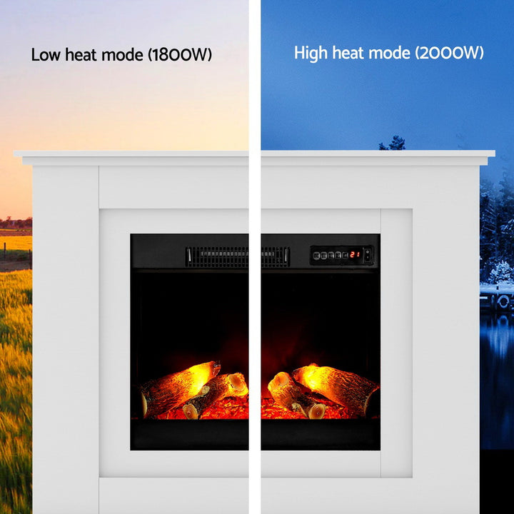 2000W Electric Fireplace 3D Flame Effect Heater - White