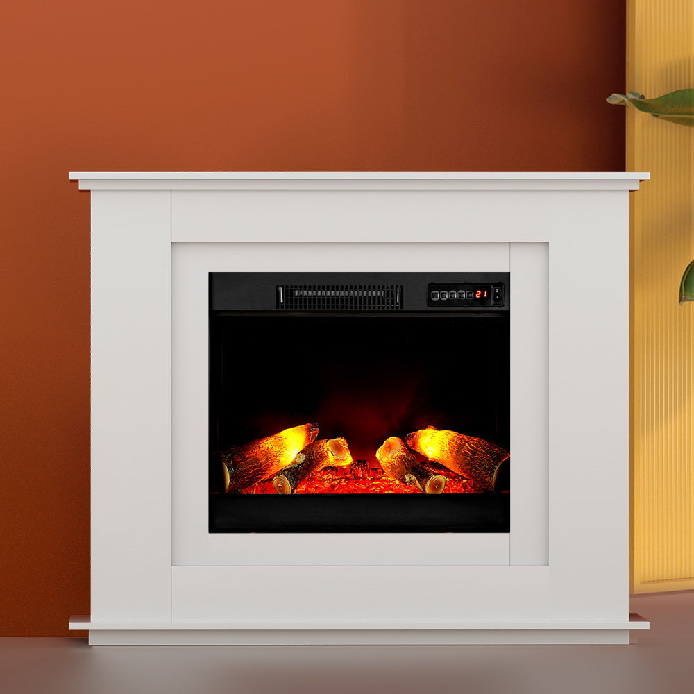 2000W Electric Fireplace 3D Flame Effect Heater - White - Homecoze