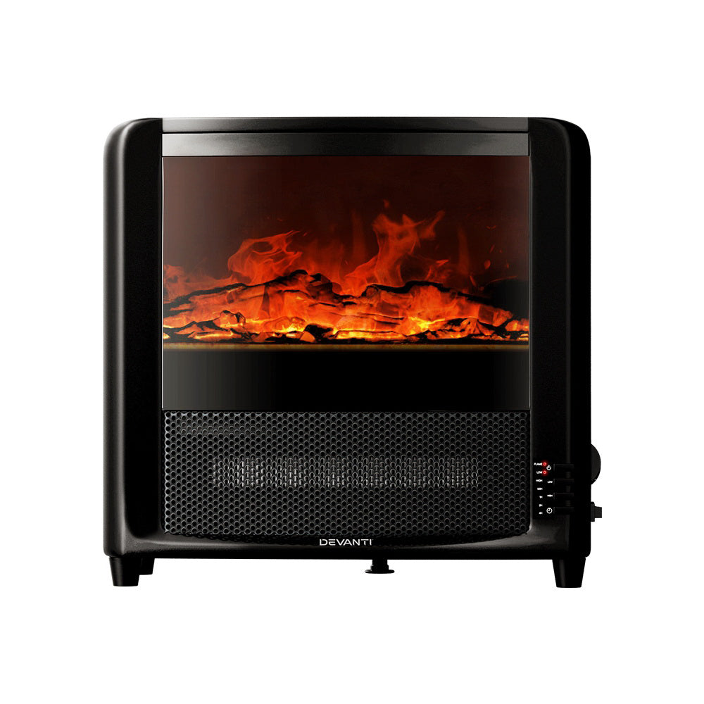 Electric 3D Flame Effect Mini Fireplace Indoor Portable Heater with Timer 1000W/2000W - Homecoze