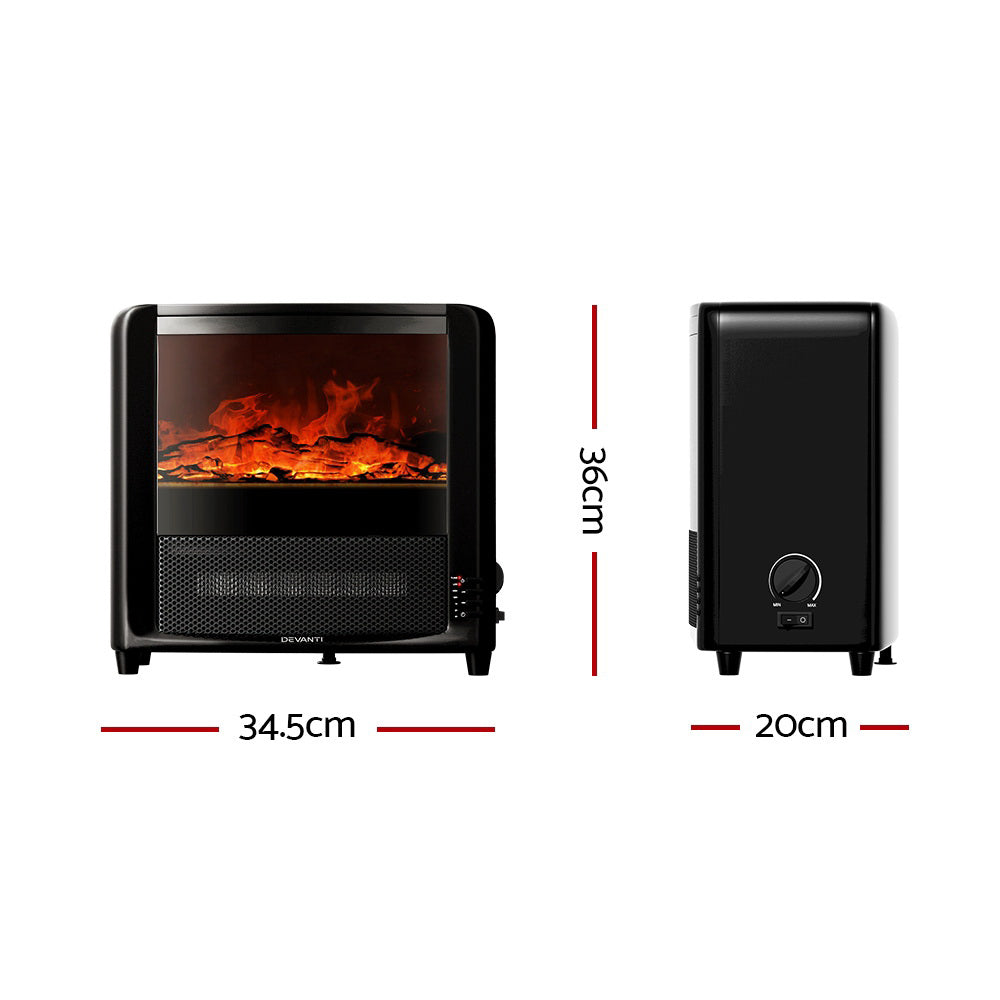Electric 3D Flame Effect Mini Fireplace Indoor Portable Heater with Timer 1000W/2000W - Homecoze