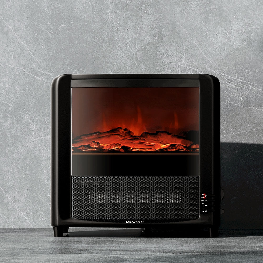 Electric 3D Flame Effect Mini Fireplace Indoor Portable Heater with Timer 1000W/2000W - Homecoze