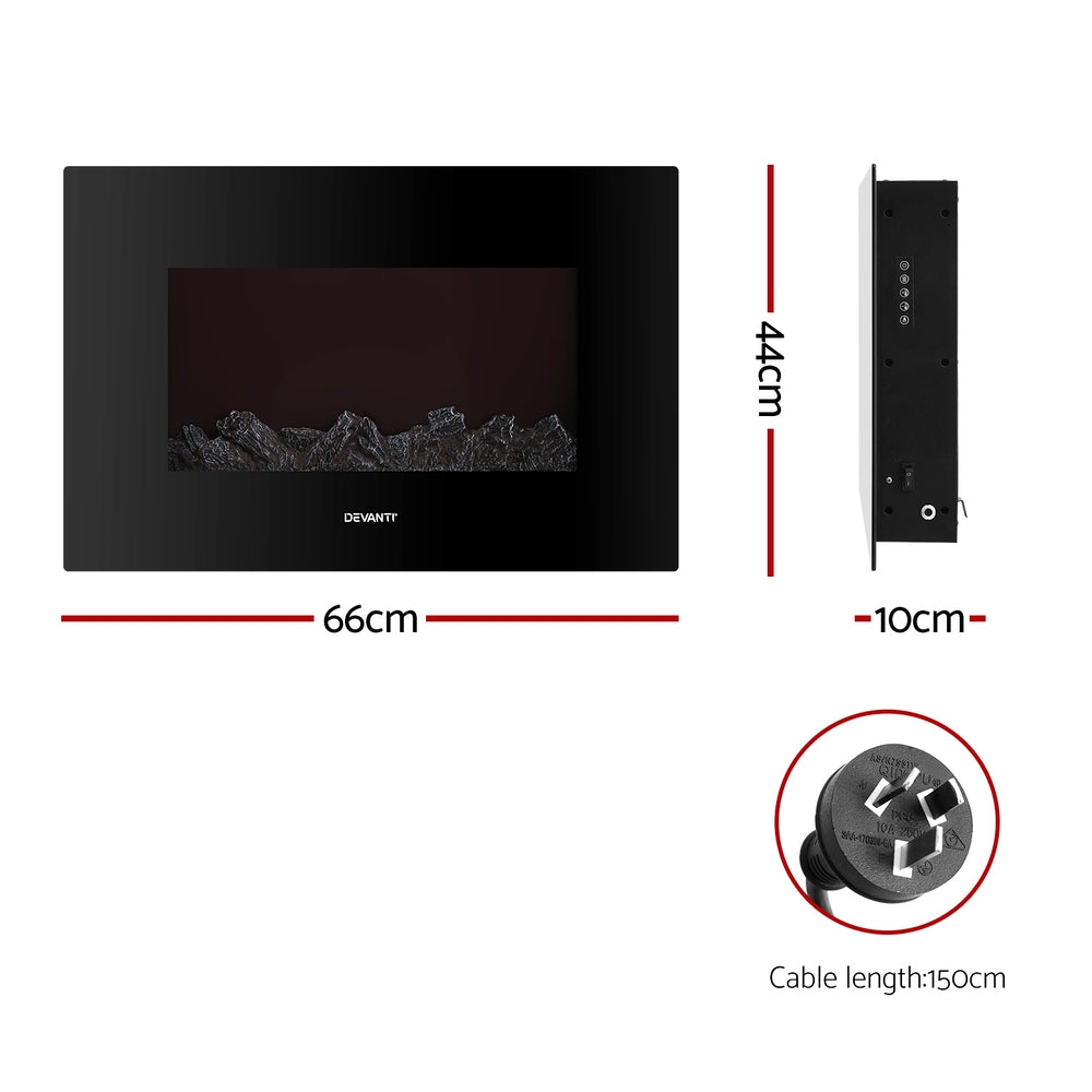 Wall Mounted Electric Fireplace 3D Fire Effect Heater 2000W - Homecoze