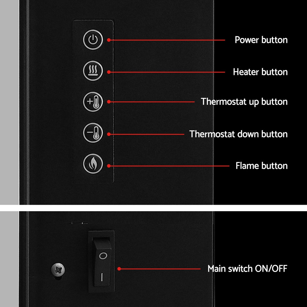Wall Mounted Electric Fireplace 3D Fire Effect Heater 2000W - Homecoze