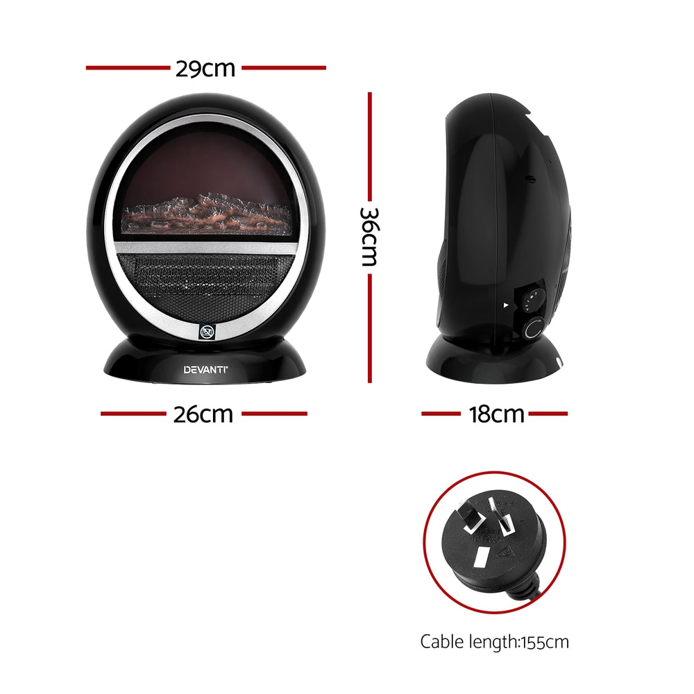 Mini Electric Fireplace Flame Effect Heater 900W/1500W - Homecoze