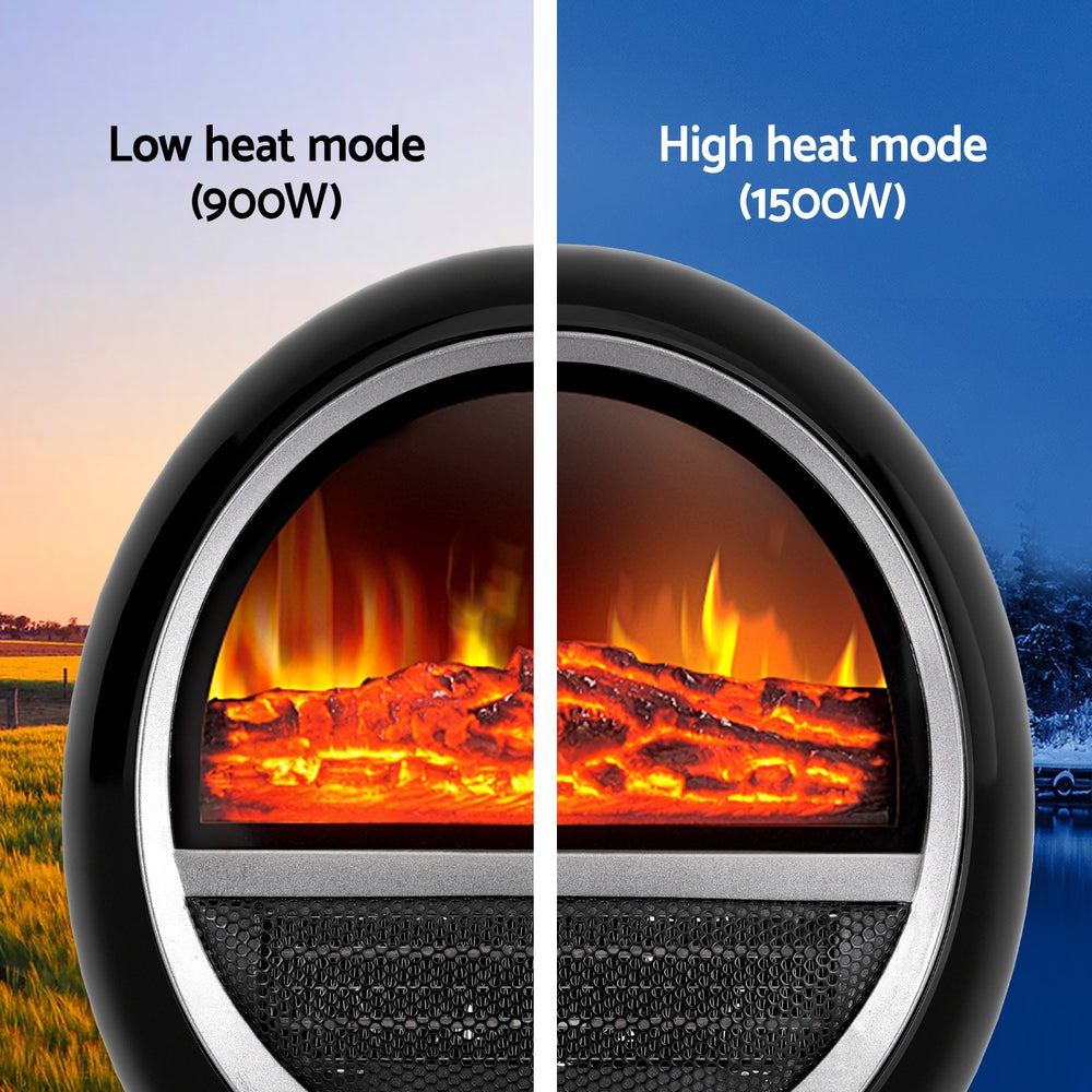 Mini Electric Fireplace Flame Effect Heater 900W/1500W - Homecoze