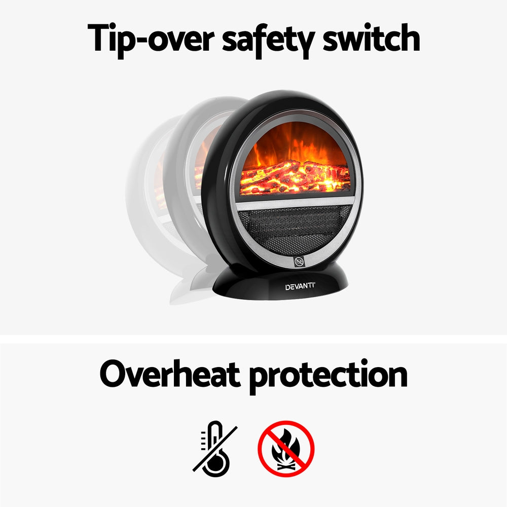 Mini Electric Fireplace Flame Effect Heater 900W/1500W - Homecoze