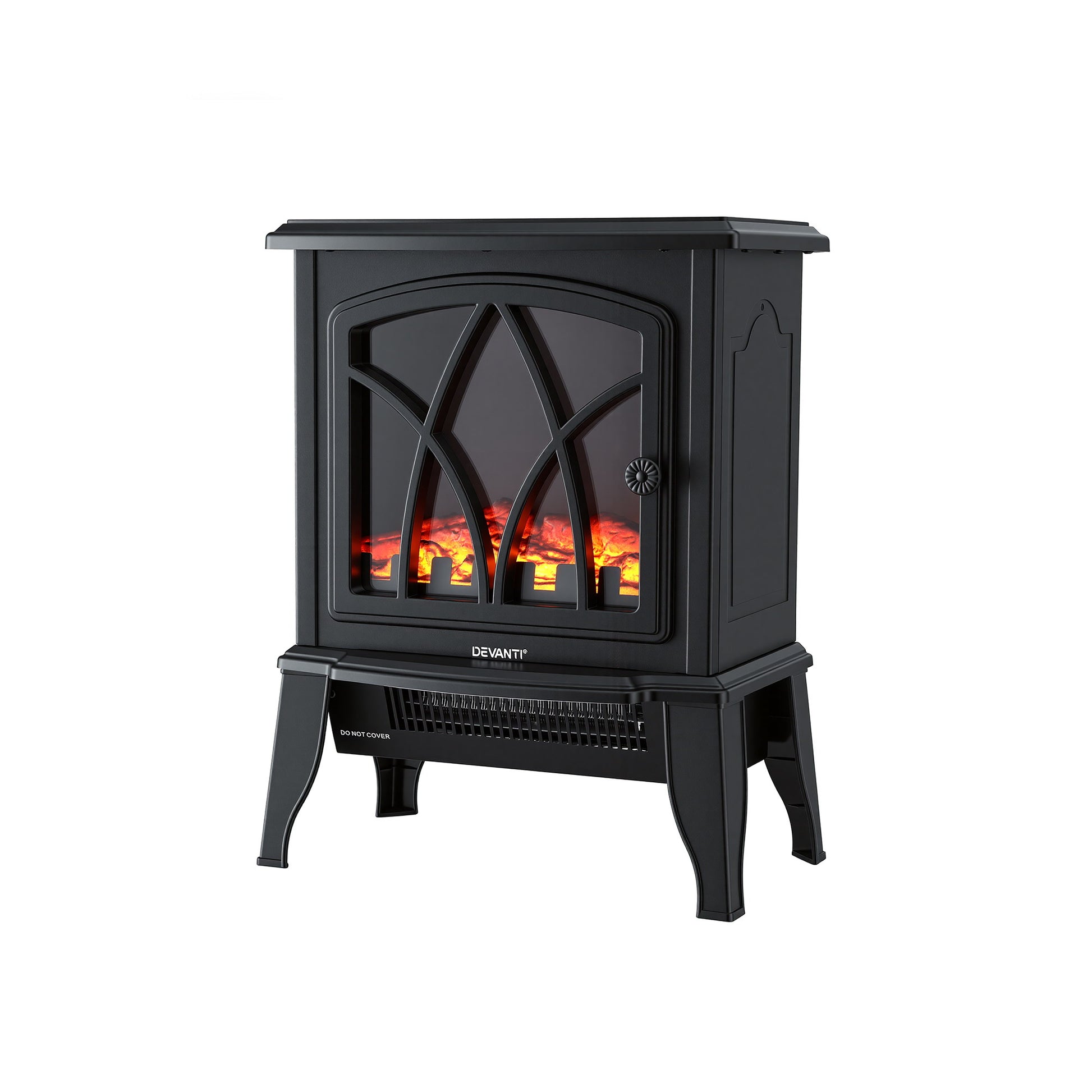 Devanti 2000W Electric Fireplace Heater Stove Freestanding 3D Flame Effect Indoor Space Heaters - Homecoze